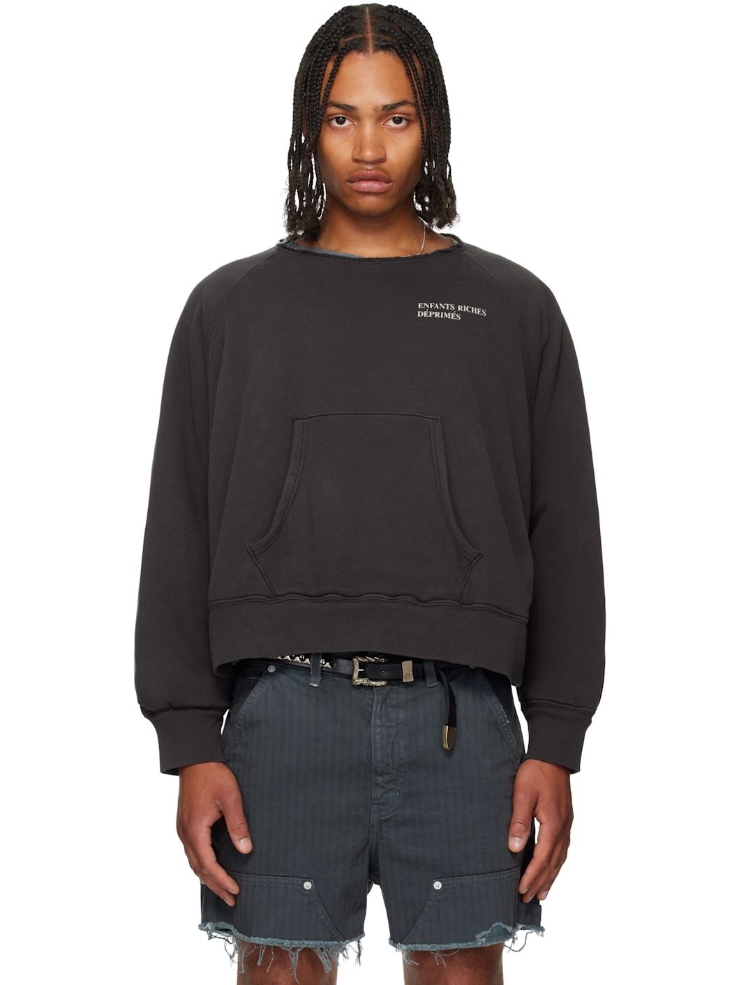 Gray Lined Raglan Logo Sweatshirt - 1