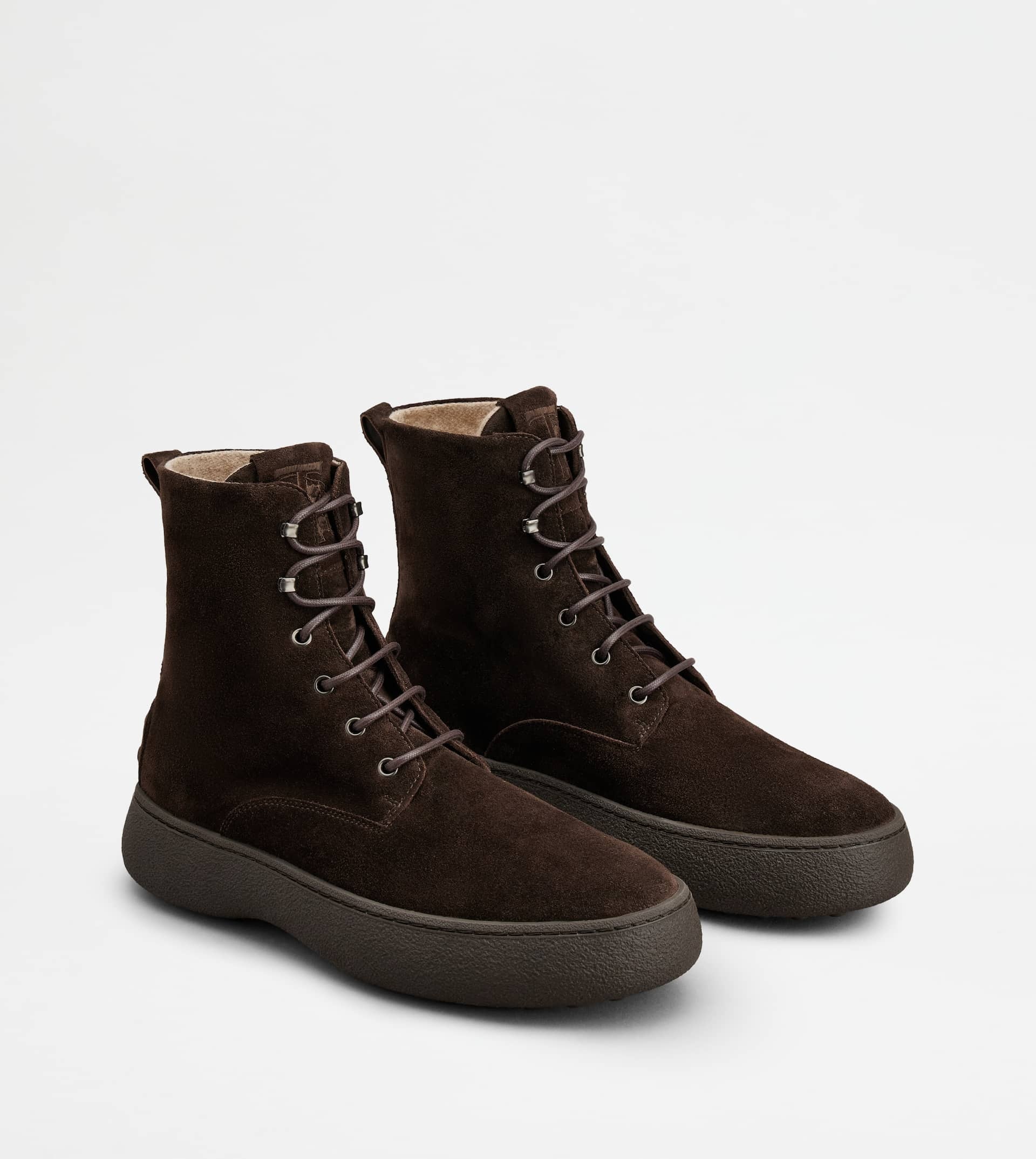 TOD'S W. G. LACE-UP ANKLE BOOTS IN SUEDE - BROWN - 3