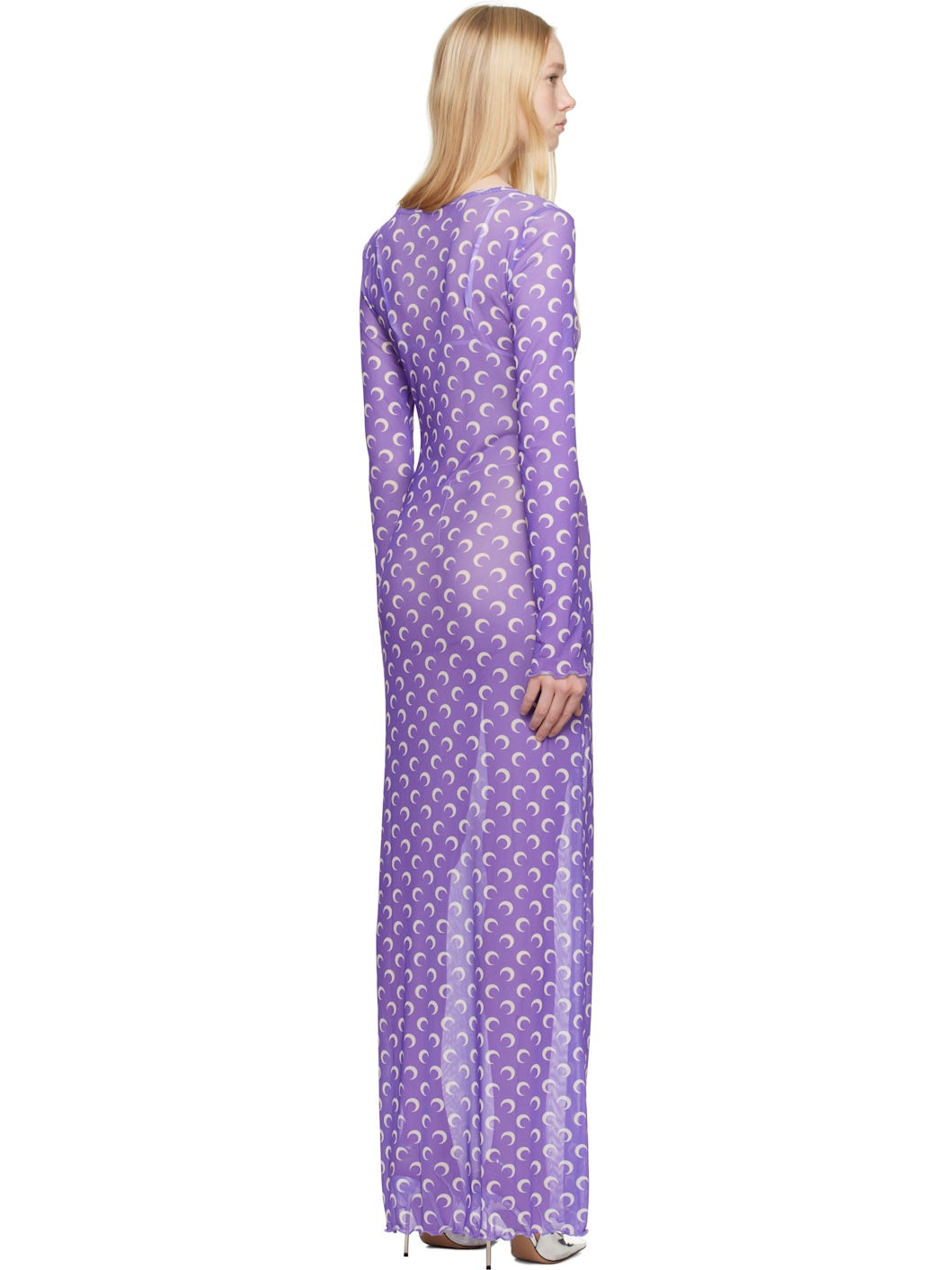 Purple Moon Printed Mesh Panelled Maxi Dress - 3