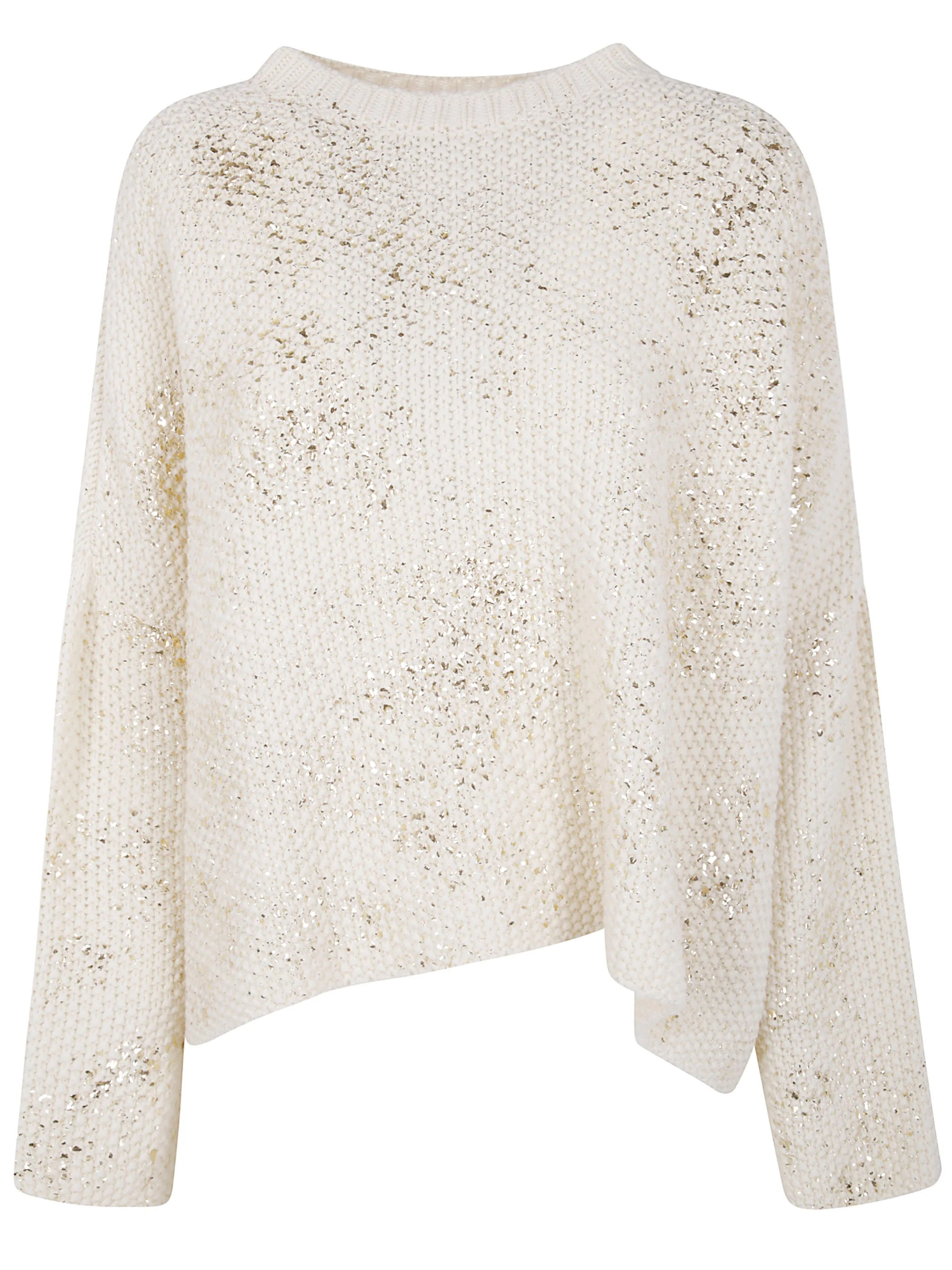 Avant Toi Women "Moss" Stitch Round Neck Over Pullover With Shadows, Lamination And Studs - 1