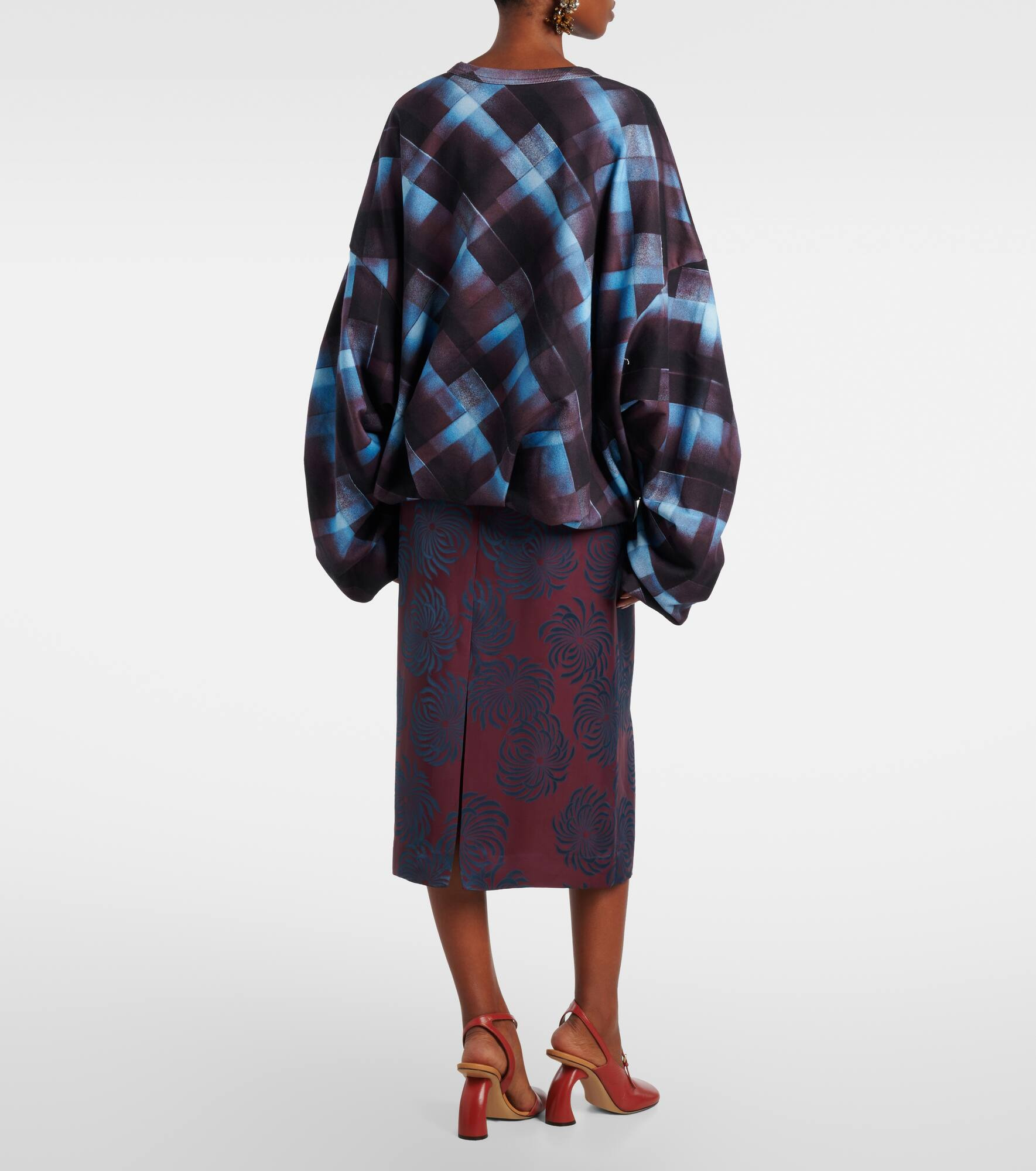 Checked cotton sweatshirt - 3