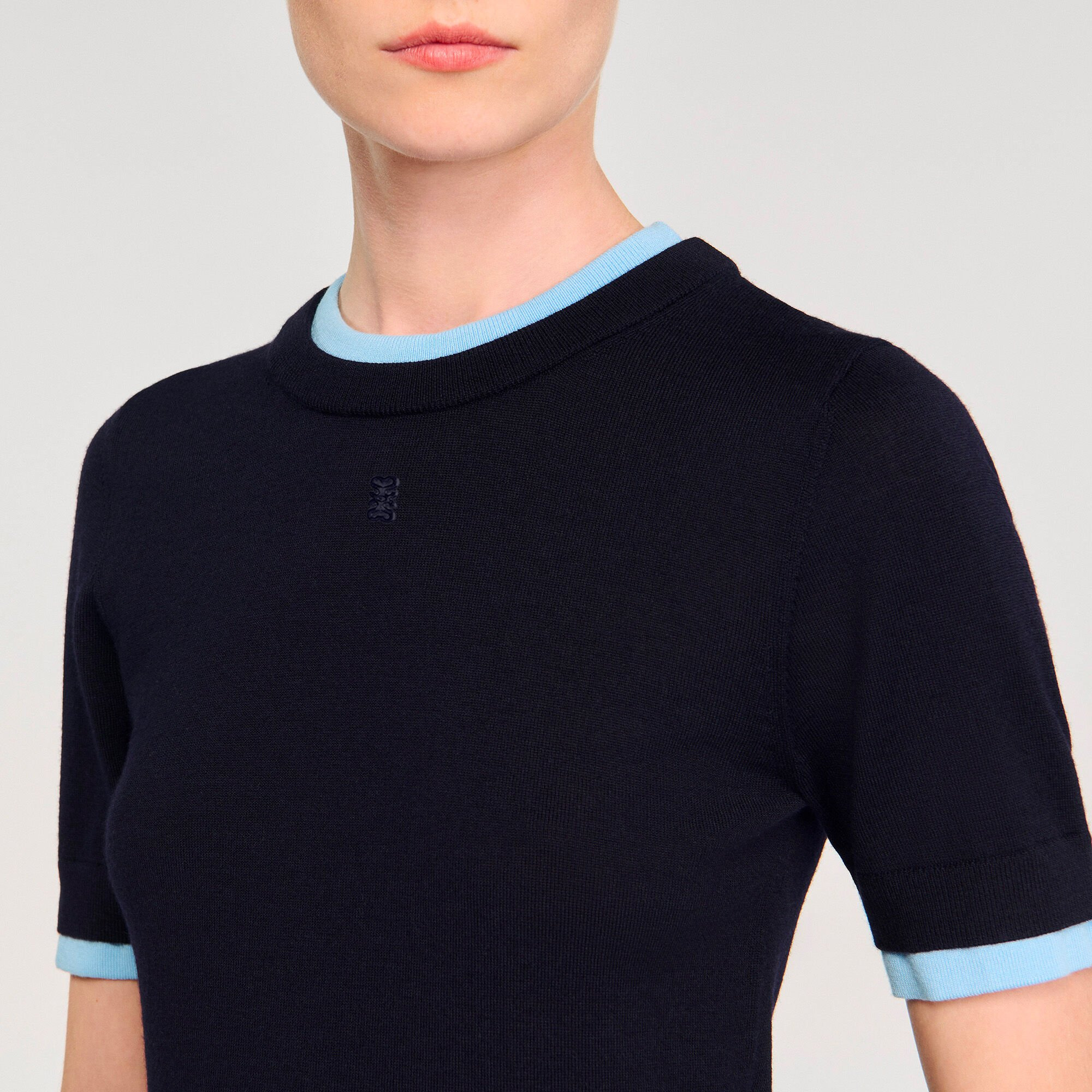 TWO-TONE CROPPED SWEATER - 3