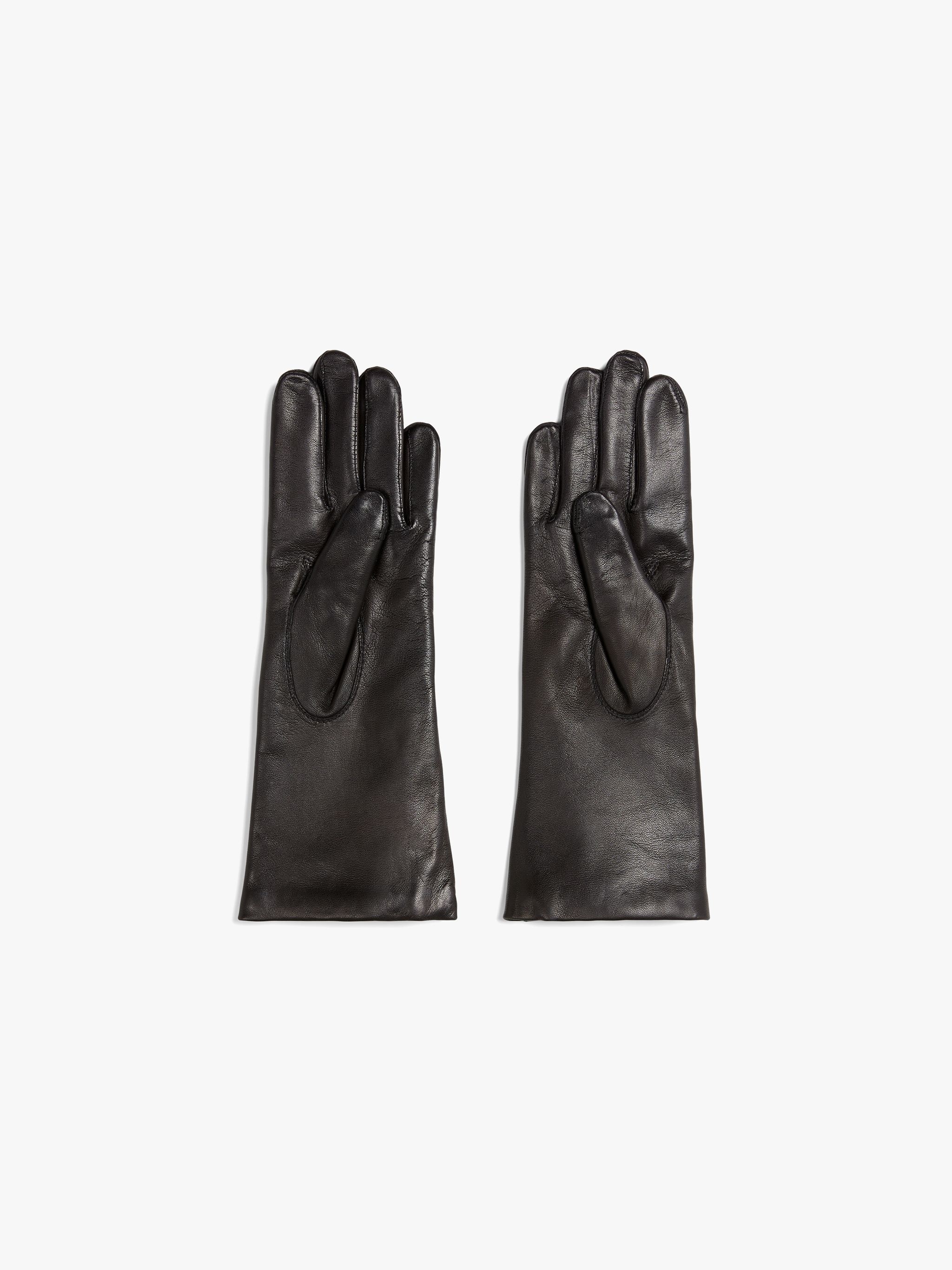BLACK HAIRSHEEP LEATHER CASHMERE LINED GLOVES - 3