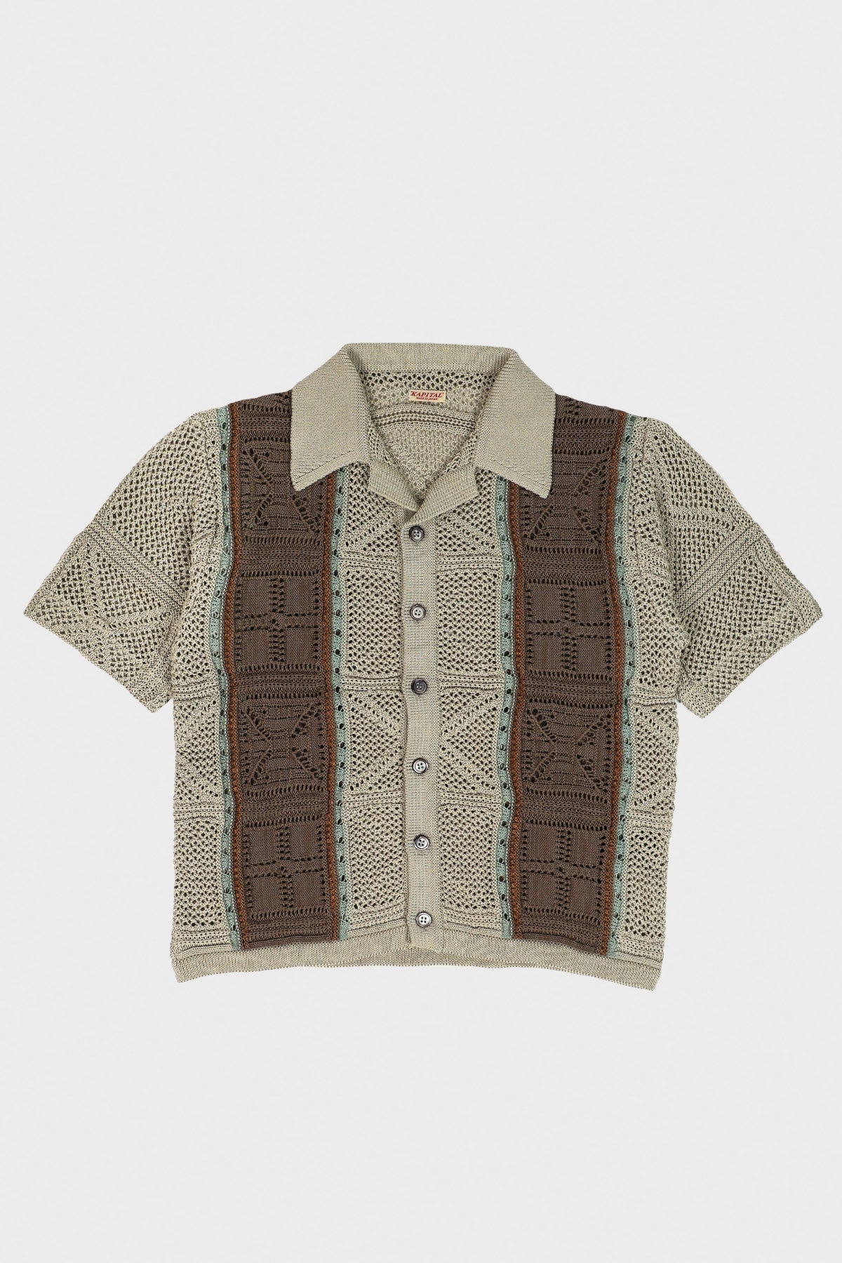 7G Crochet Knit TENNESSEE Aloha Polo - Beige - 1