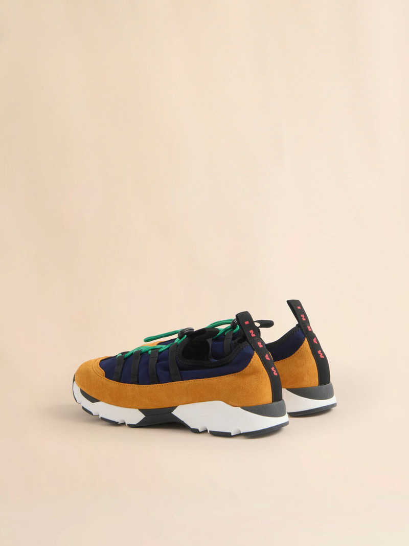 Marni BLUE AND ORANGE LYCRA LACE-UP RUNNING SNEAKER outlook
