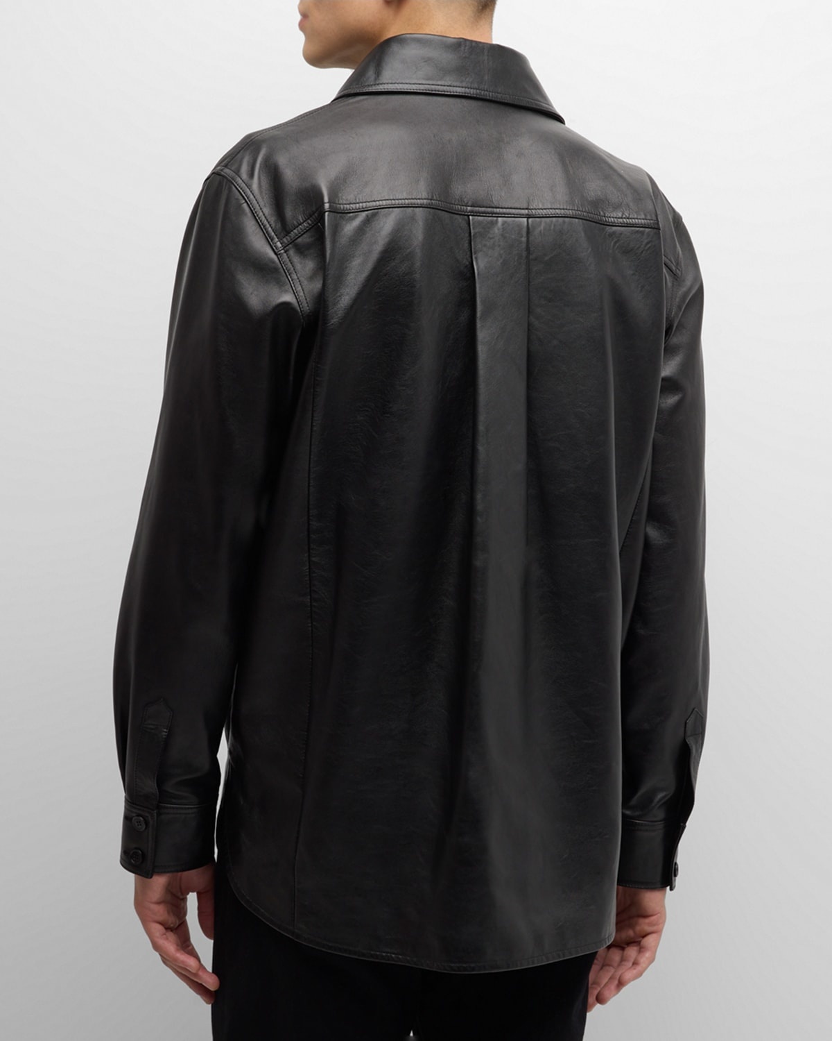 Men's 2-Pocket Leather Overshirt - 4