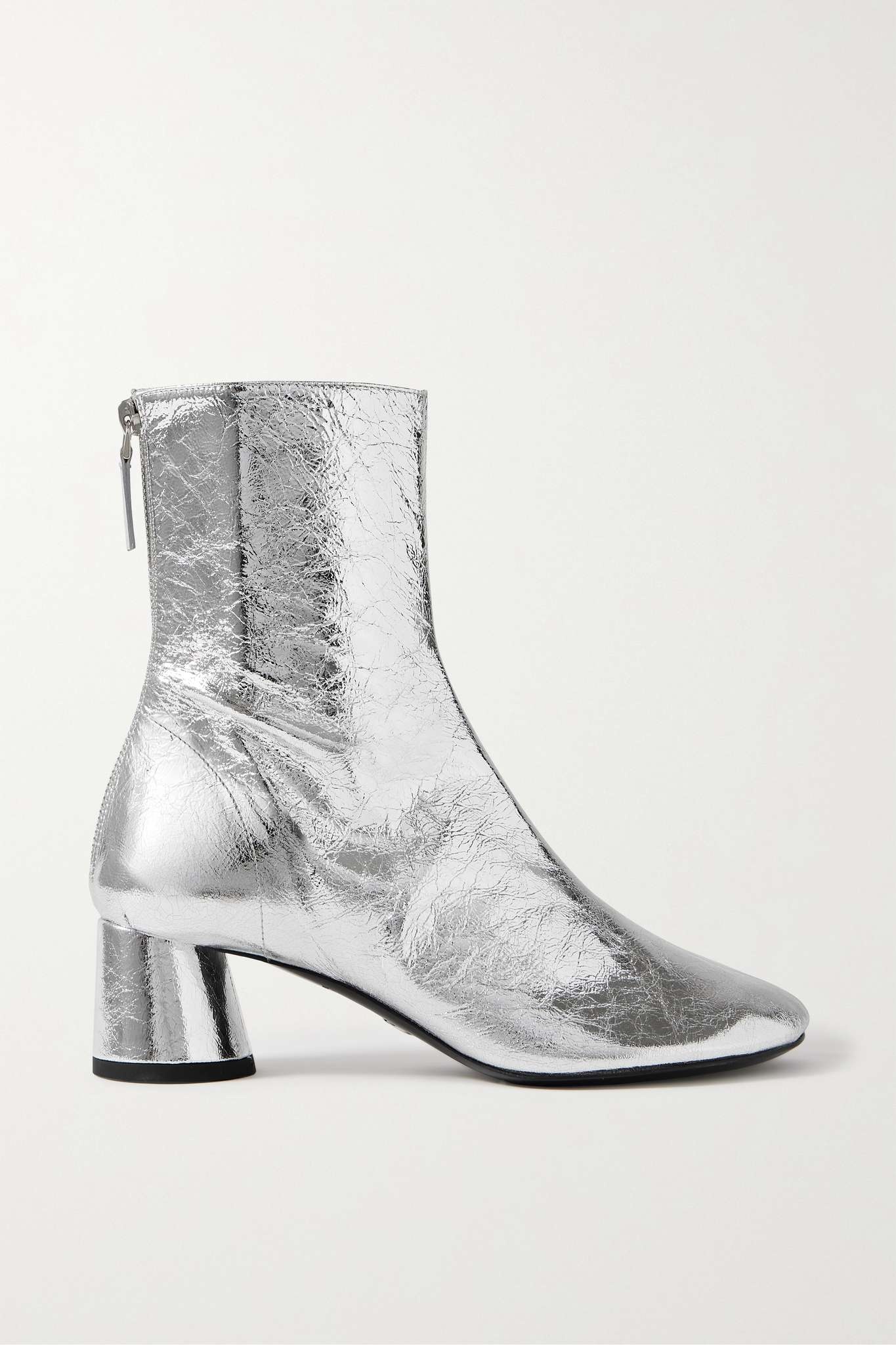 Glove metallic crinkled-leather ankle boots - 1