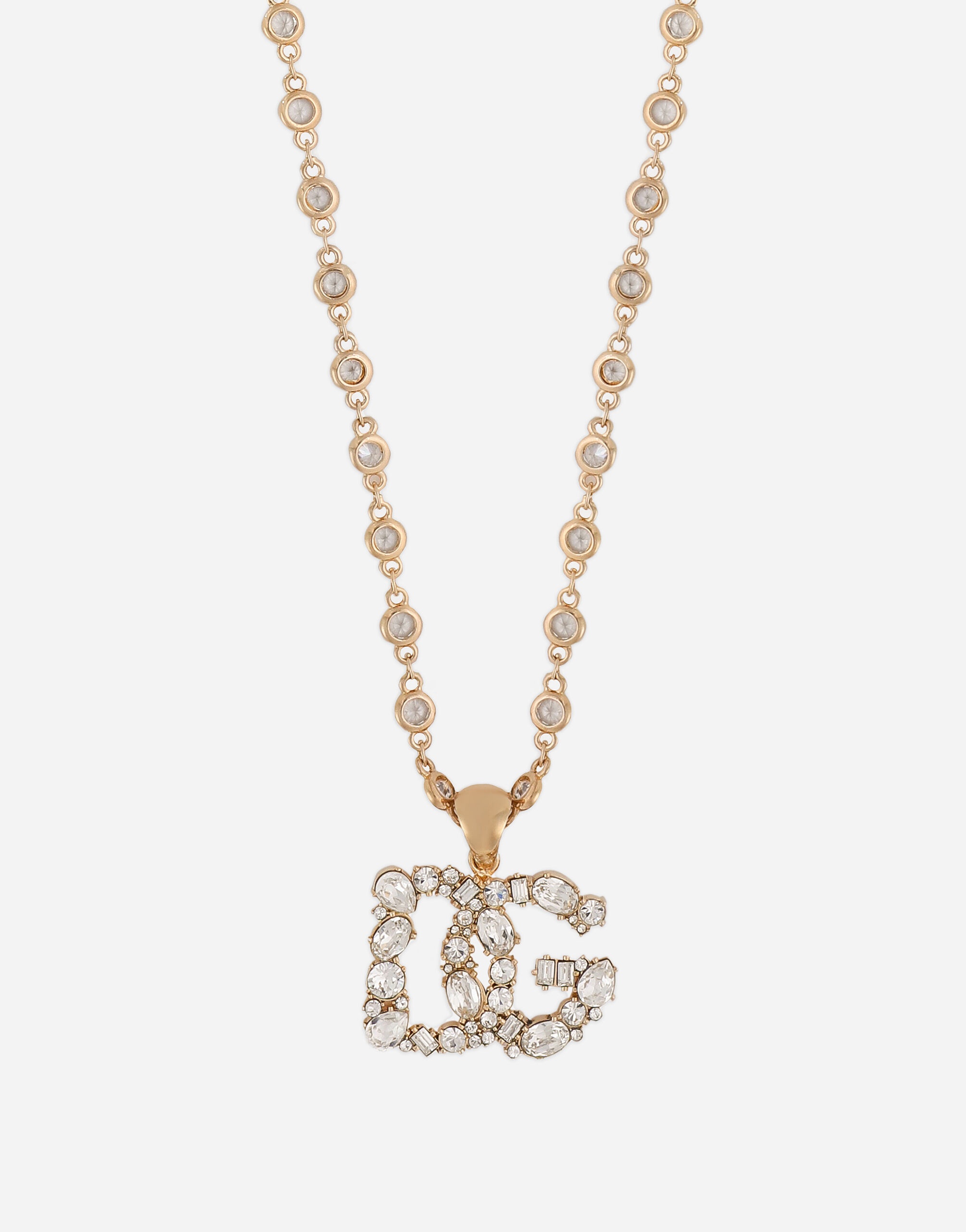 Necklace with rhinestone-detailed DG logo - 3