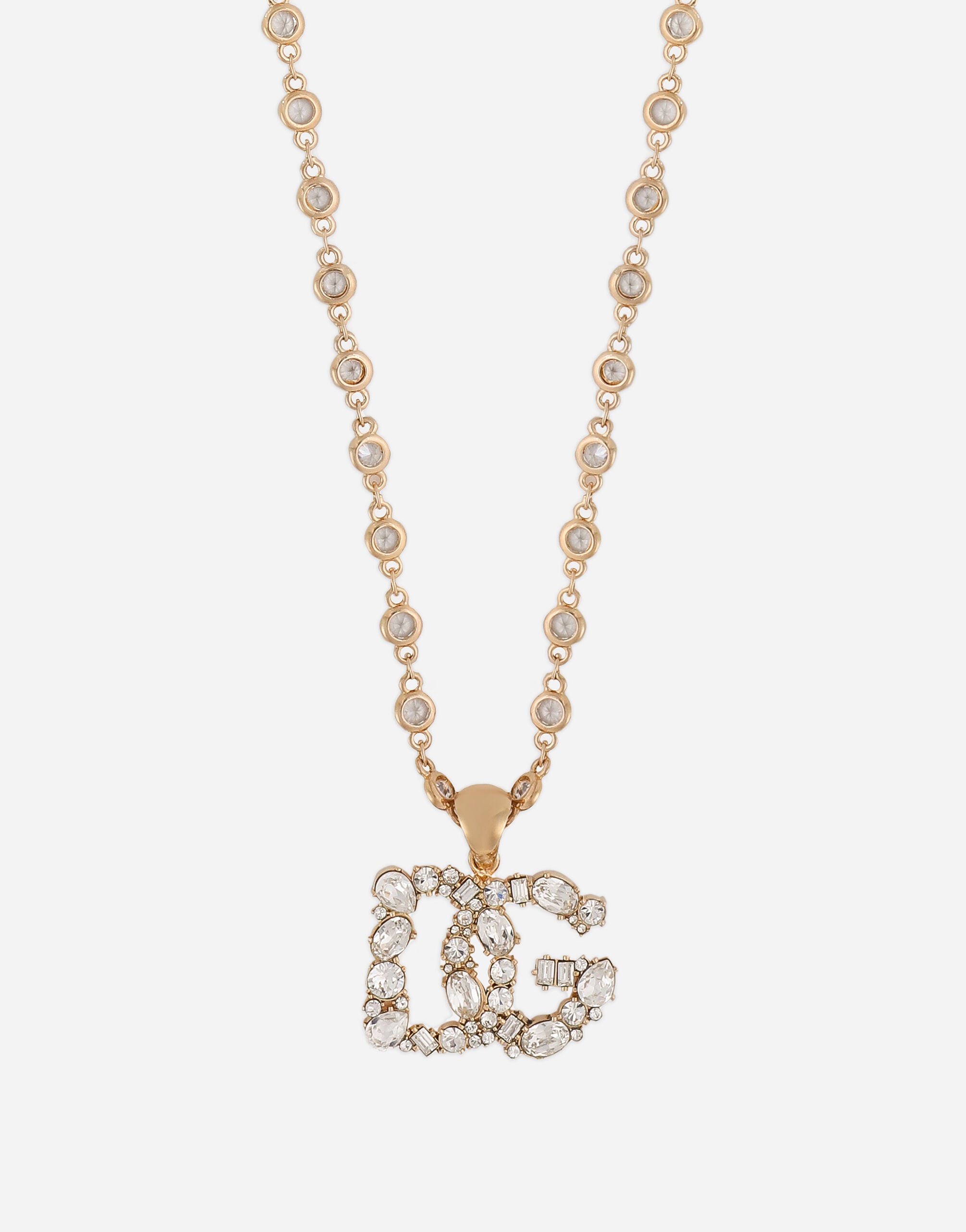 Necklace with rhinestone-detailed DG logo - 3