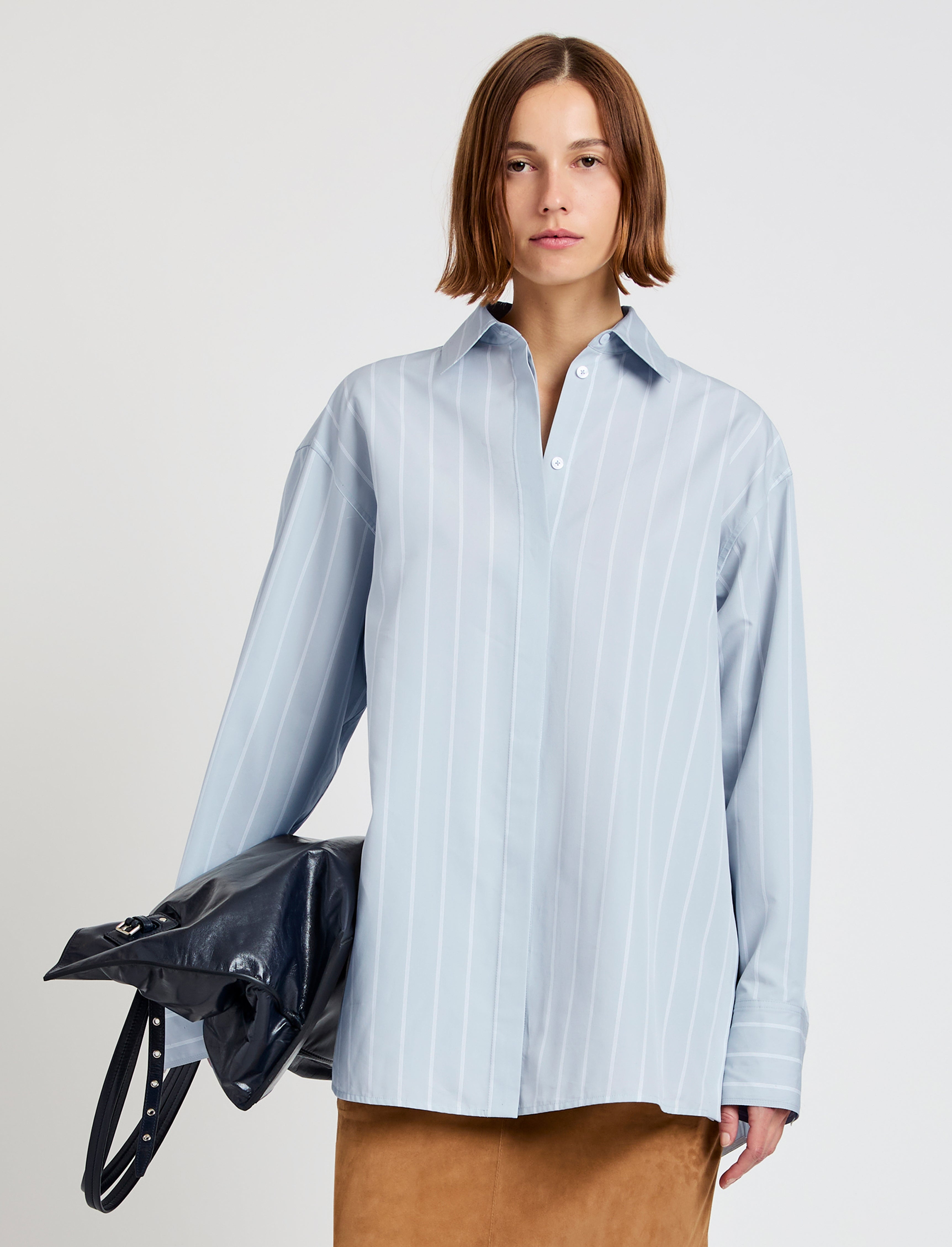 Addy Top in Stripe Cotton Silk Poplin - 2