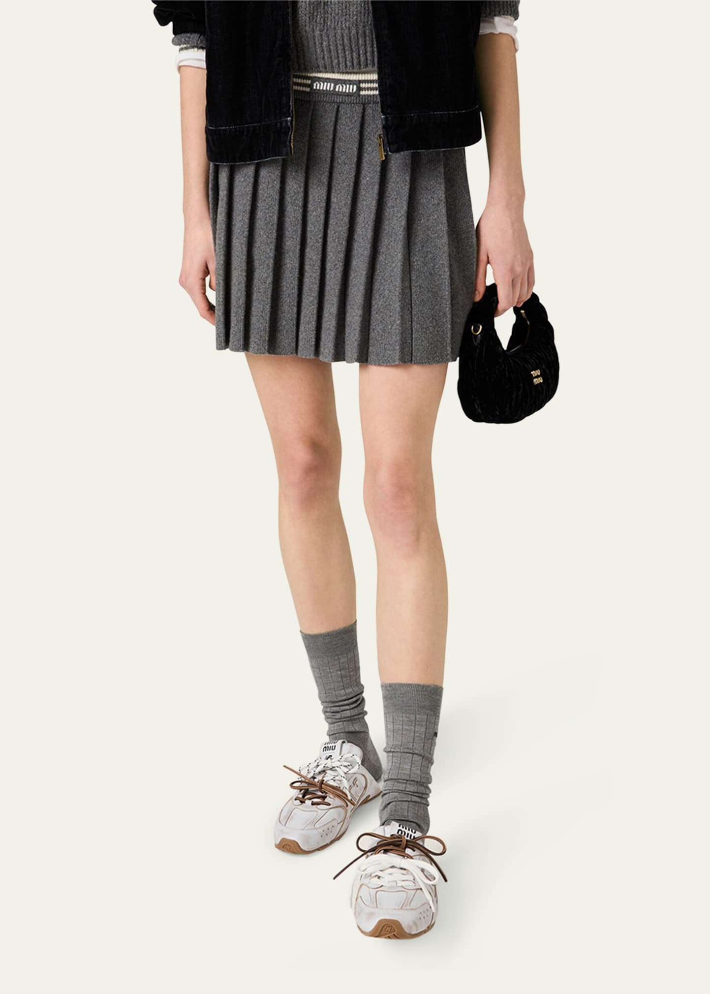 Mini Pleated Cashmere Wool Skirt - 4