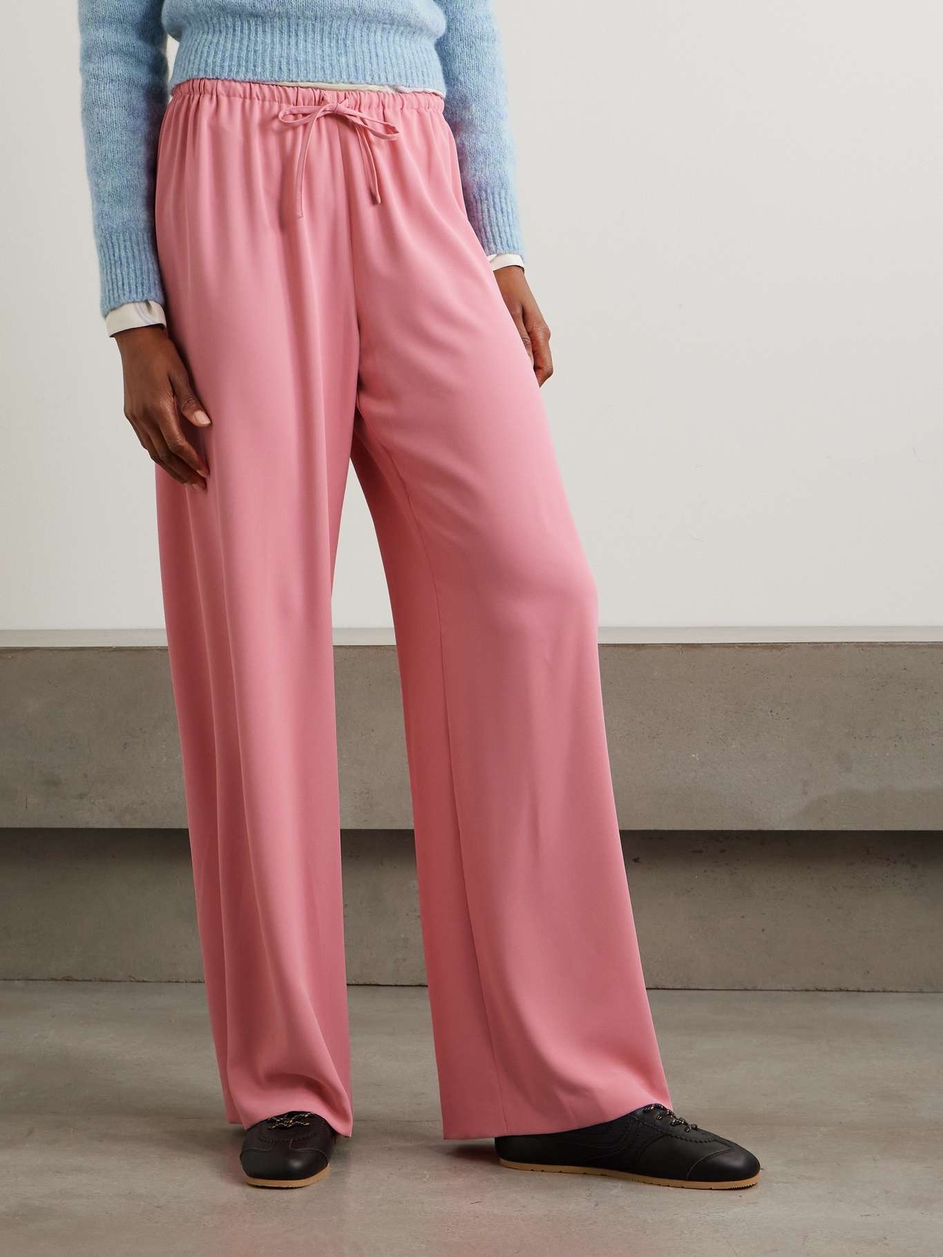 Crepe de chine straight-leg pants - 3