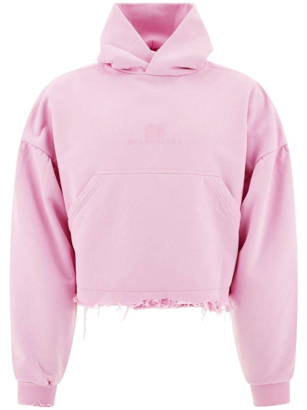 logo-embroidered cropped hoodie - 1