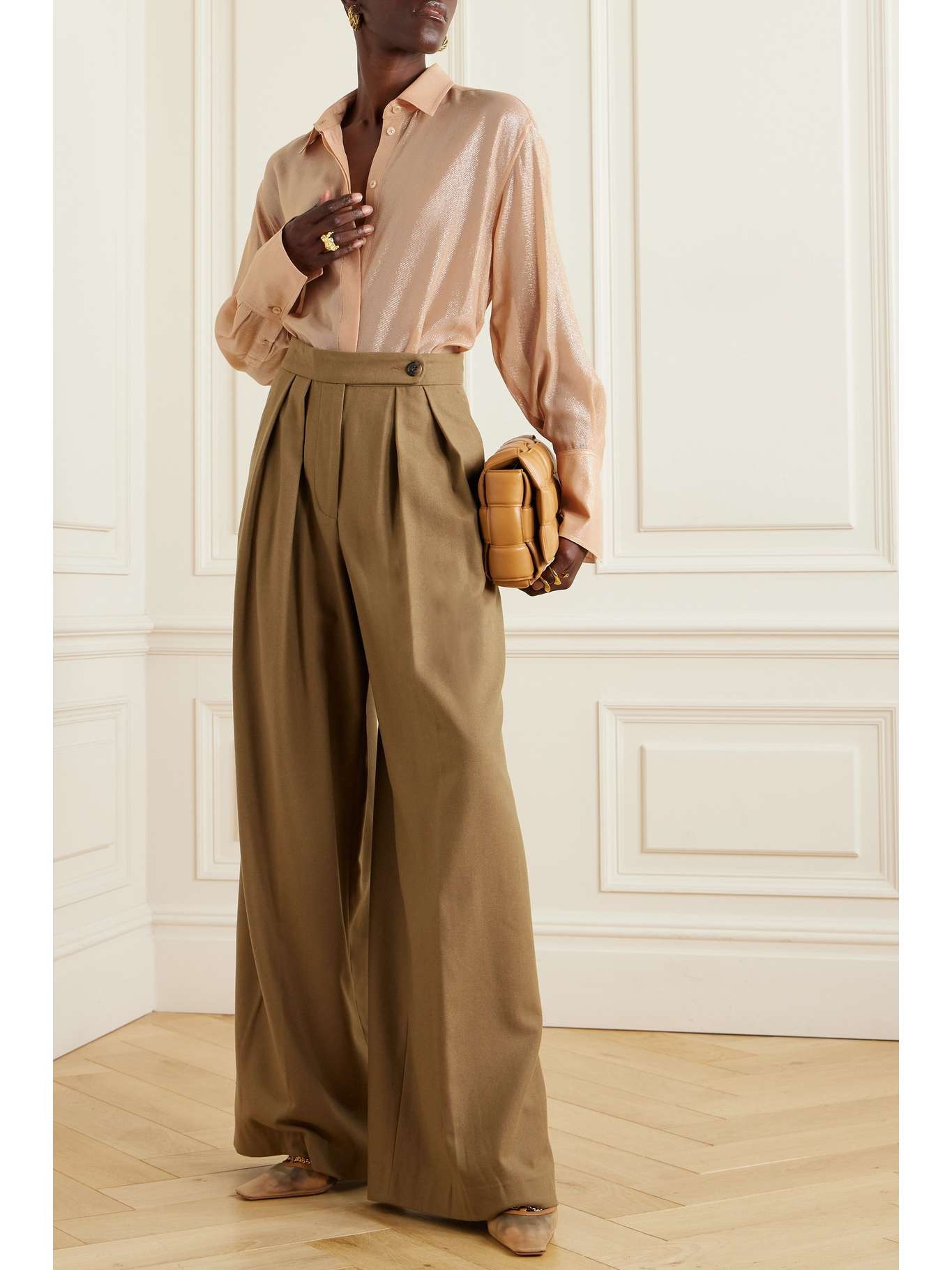 Wrap-effect metallic chiffon shirt - 2