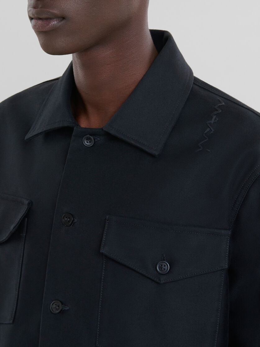 BLACK ORGANIC COTTON SATIN SHIRT - 4