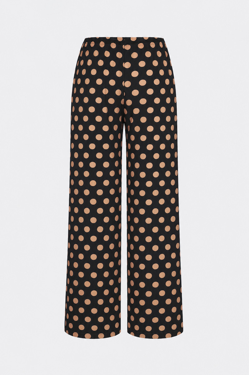 SIMONMILLER Nella Crepe Wide Leg Pant In Black/Tan Polka Dot outlook