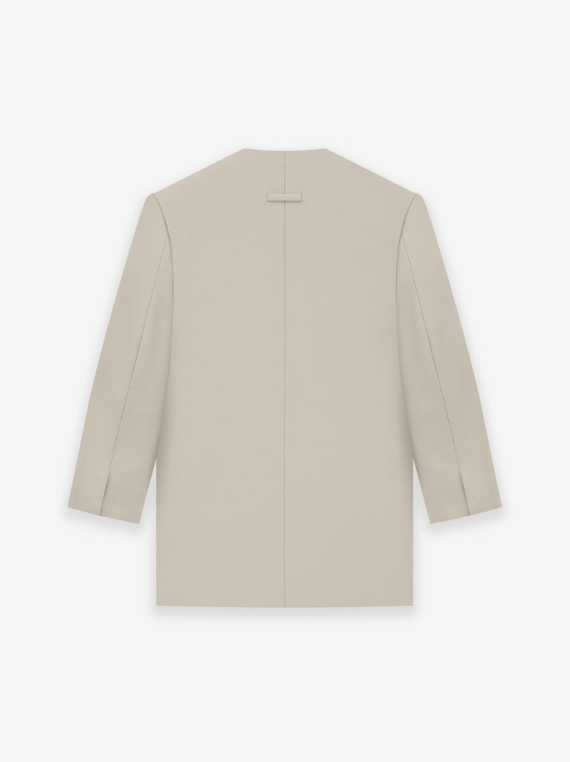 Wool Gabardine Double Breasted Lapelless Blazer 2