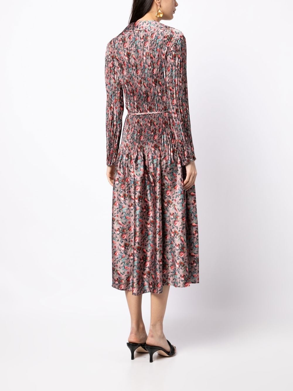 Berry Blooms pleated shirt dress - 4