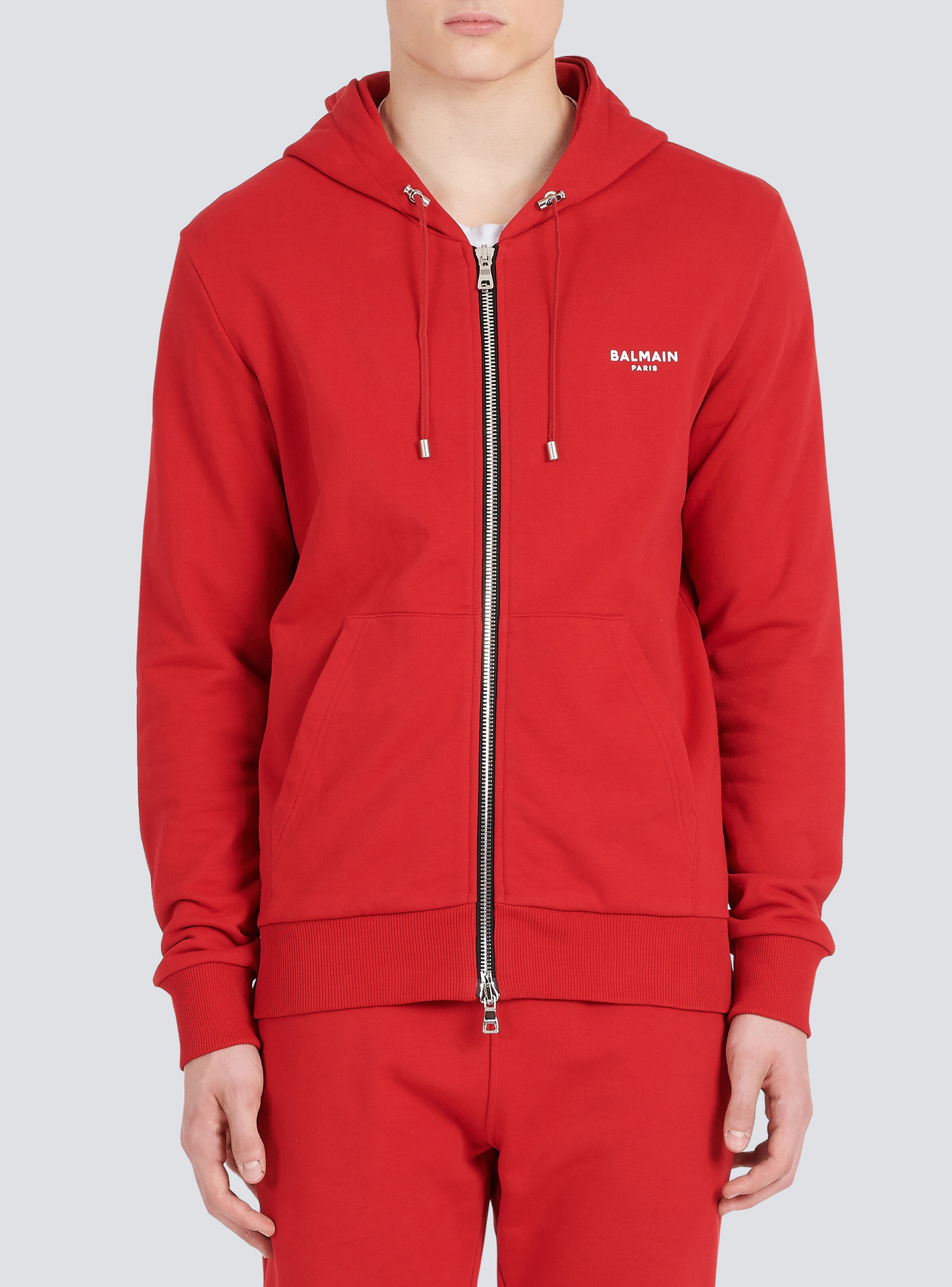 Eco-designed cotton sweatshirt with small flocked Balmain logo - 6