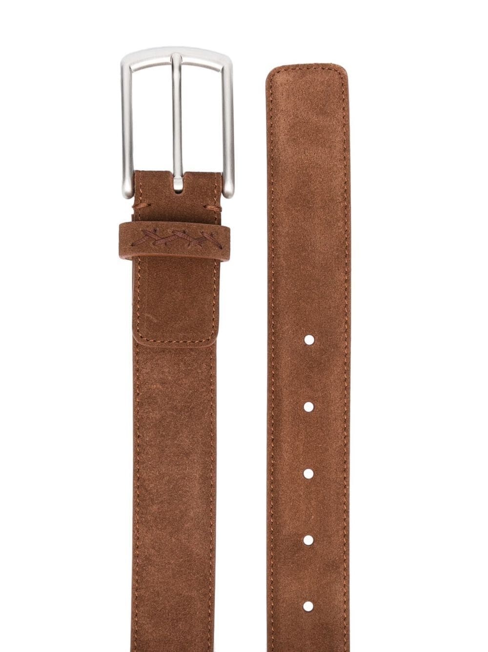 buckle-fastening suede belt - 2