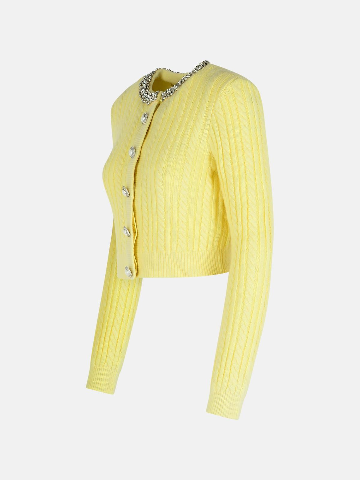 YELLOW ALPACA BLEND CARDIGAN - 2