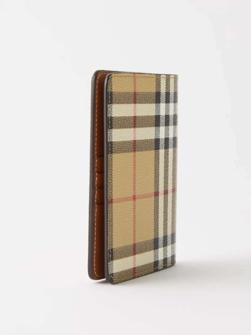 Beige Check Passport Holder - 5