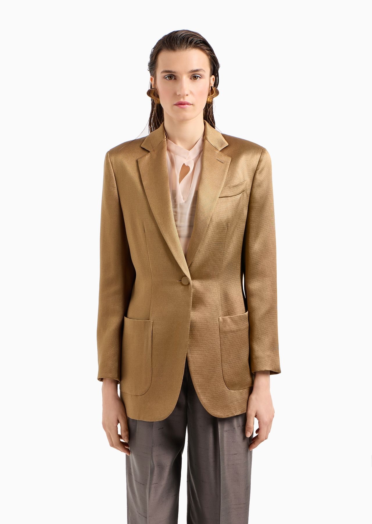 Single-breasted jacket in ottoman silk - 2