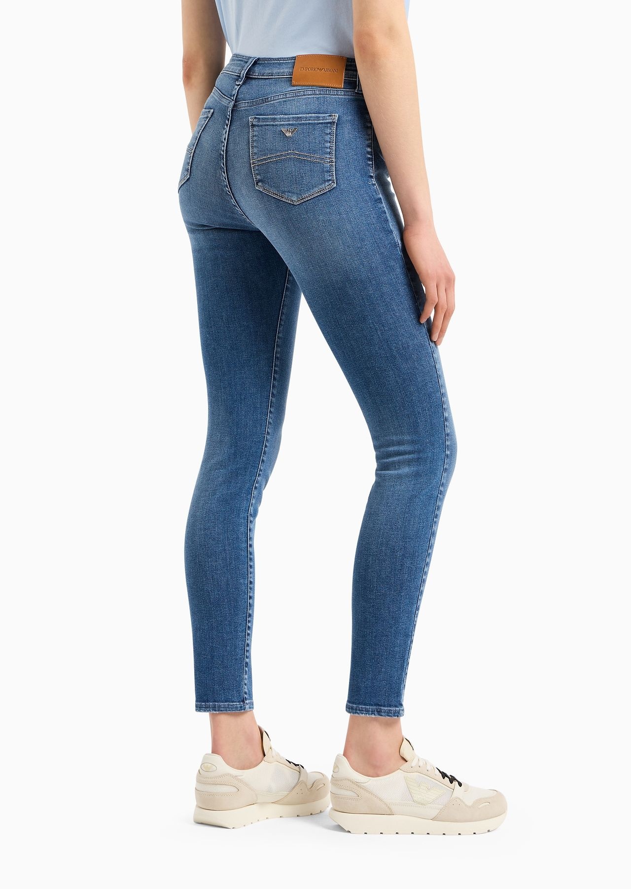J20 High-waisted super-skinny jeans in a worn-look denim - 3