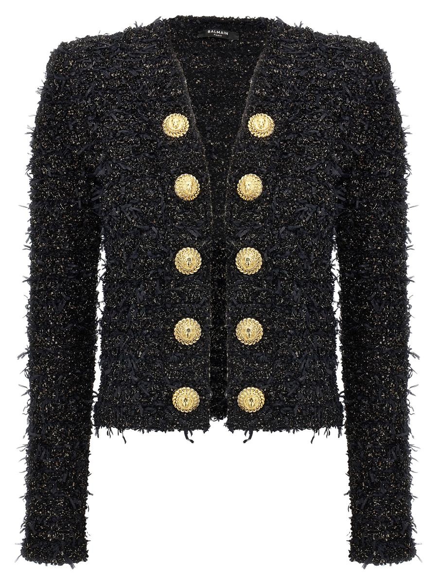 ジャケット BALMAIN SS25 Lurex tweed blazer (EF1SK048KB19 EAD) Edge-to-edge tweed jacket - Women | BALMAIN