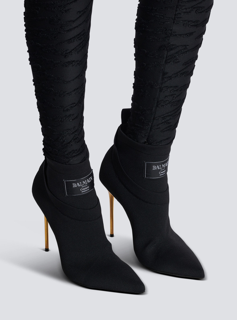 Balmain Crewneck knit ankle boots outlook