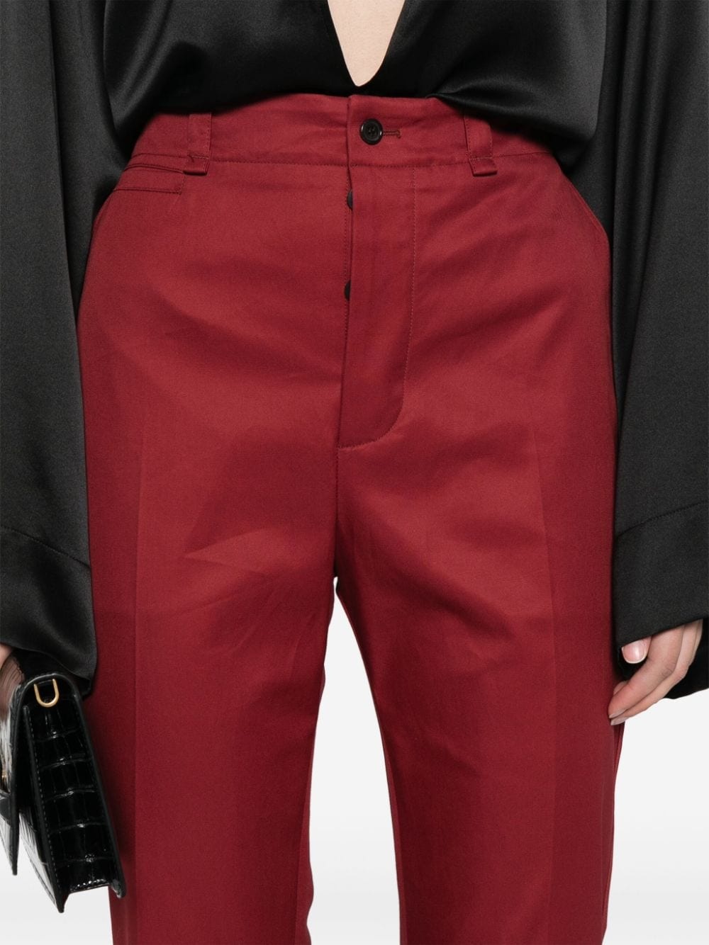slim-leg cotton trousers - 5