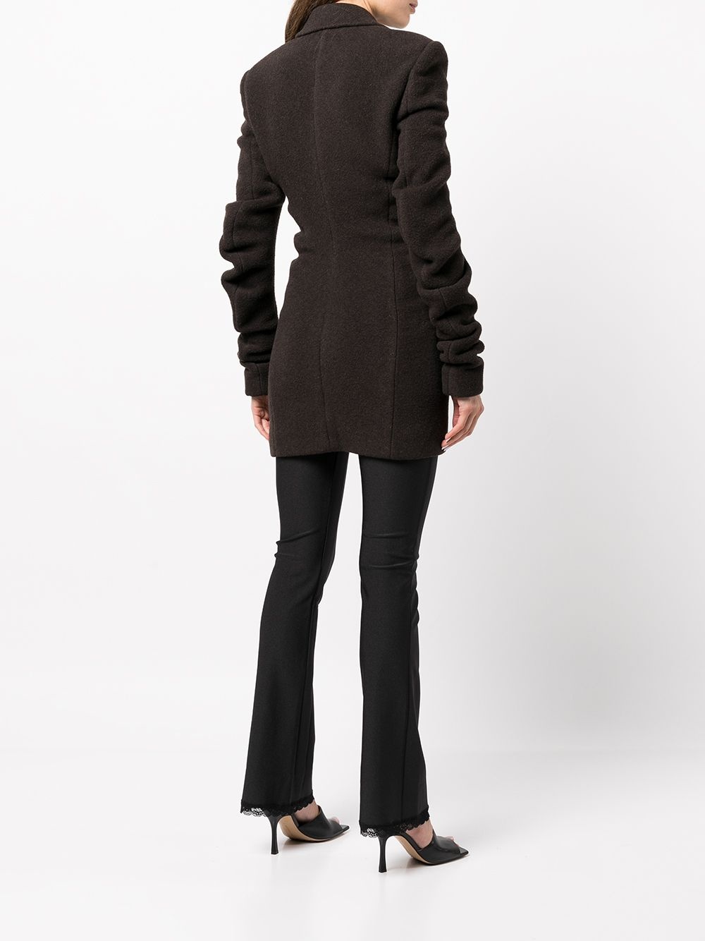 ruched sleeve wool-blend jacket - 4
