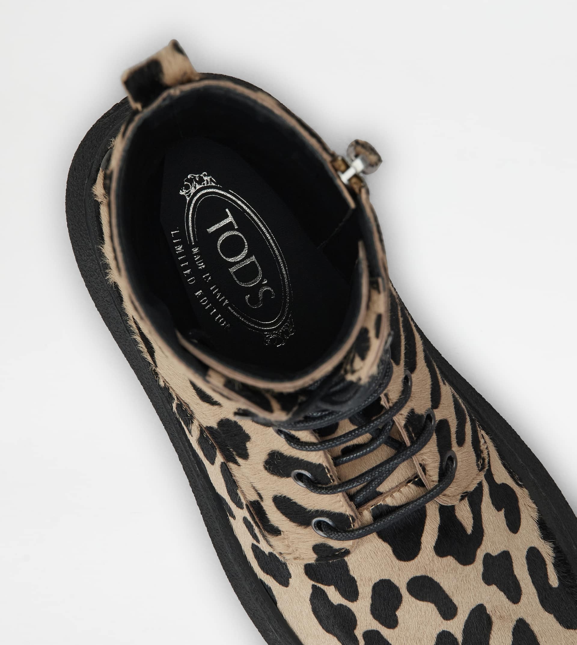 TOD'S W. G. LACE-UP ANKLE BOOTS IN PONYSKIN-EFFECT LEATHER - BROWN, BLACK, BEIGE - 6