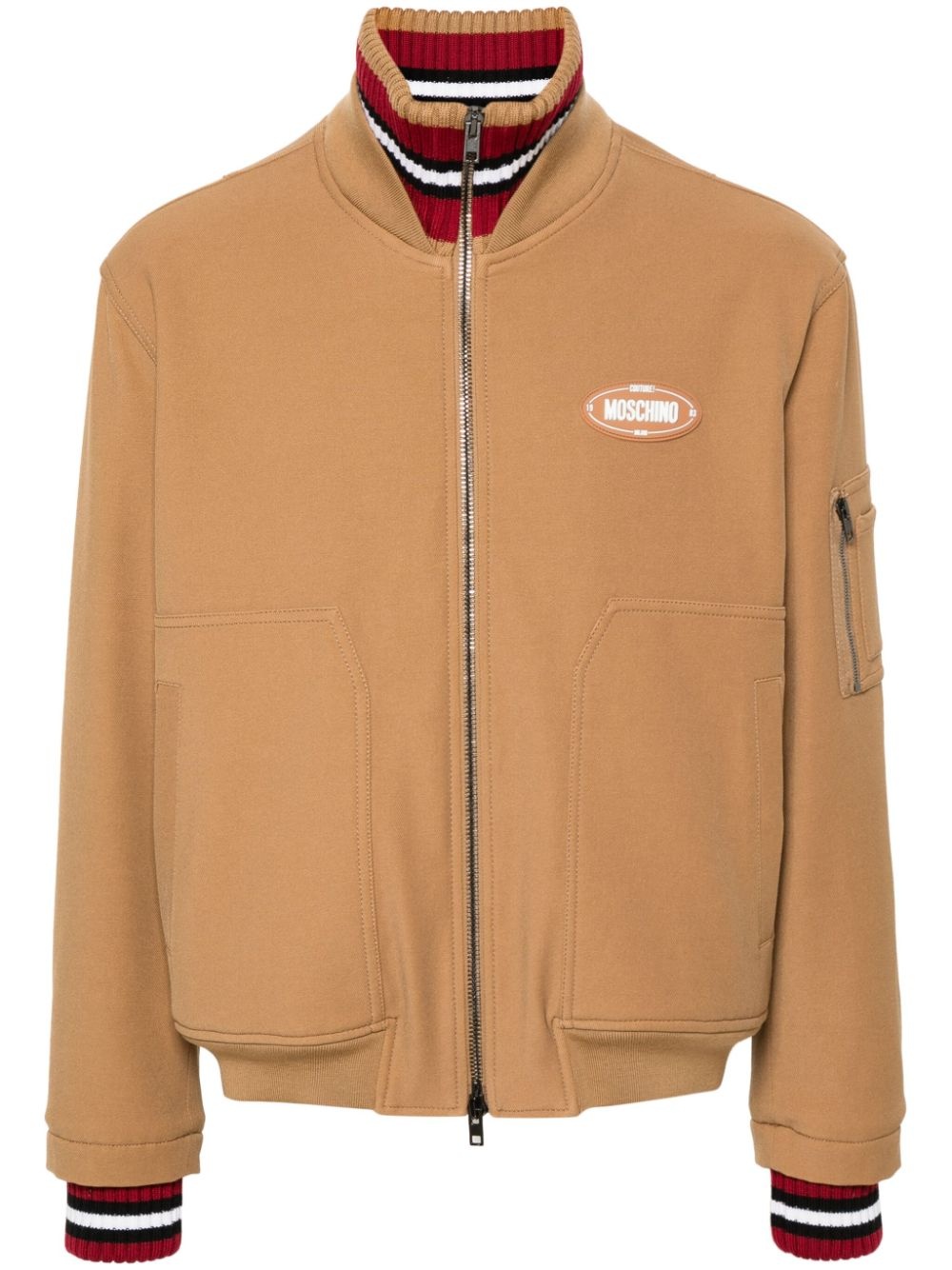 logo-patch twill bomber jacket - 1