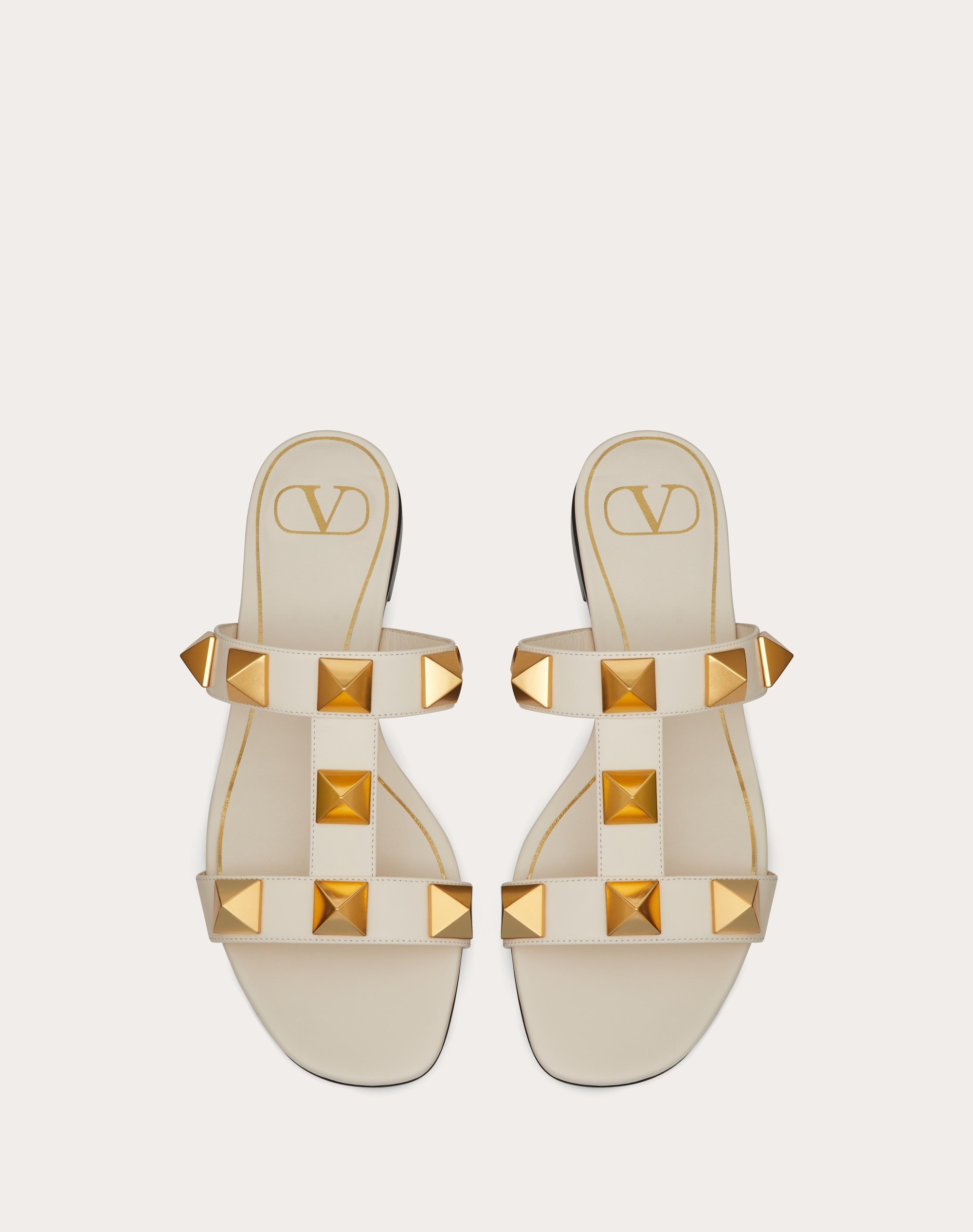 FLAT ROMAN STUD CALFSKIN SLIDE SANDAL - 4