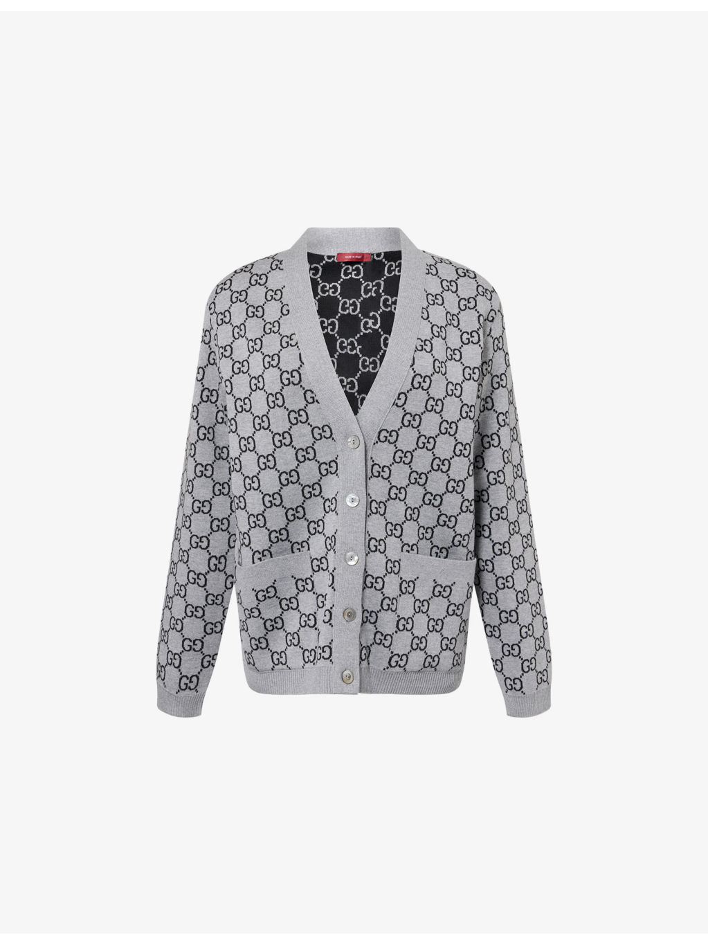 Monogram V-Neck Knitted Wool Cardigan - 1