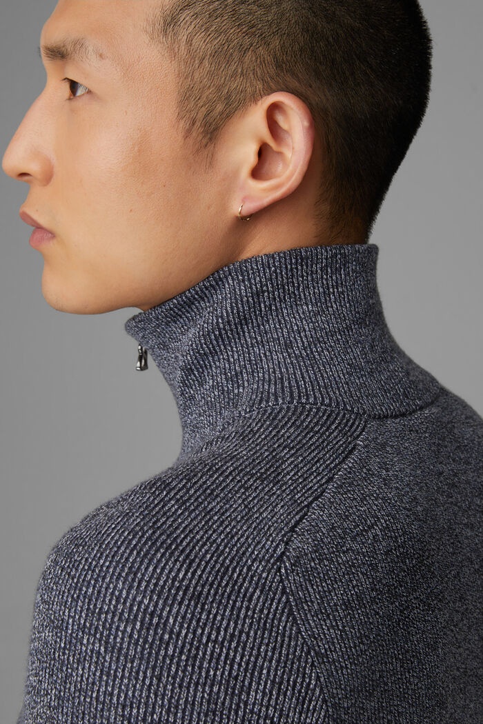 Lennard Half-zip pullover in Navy blue, melange - 5