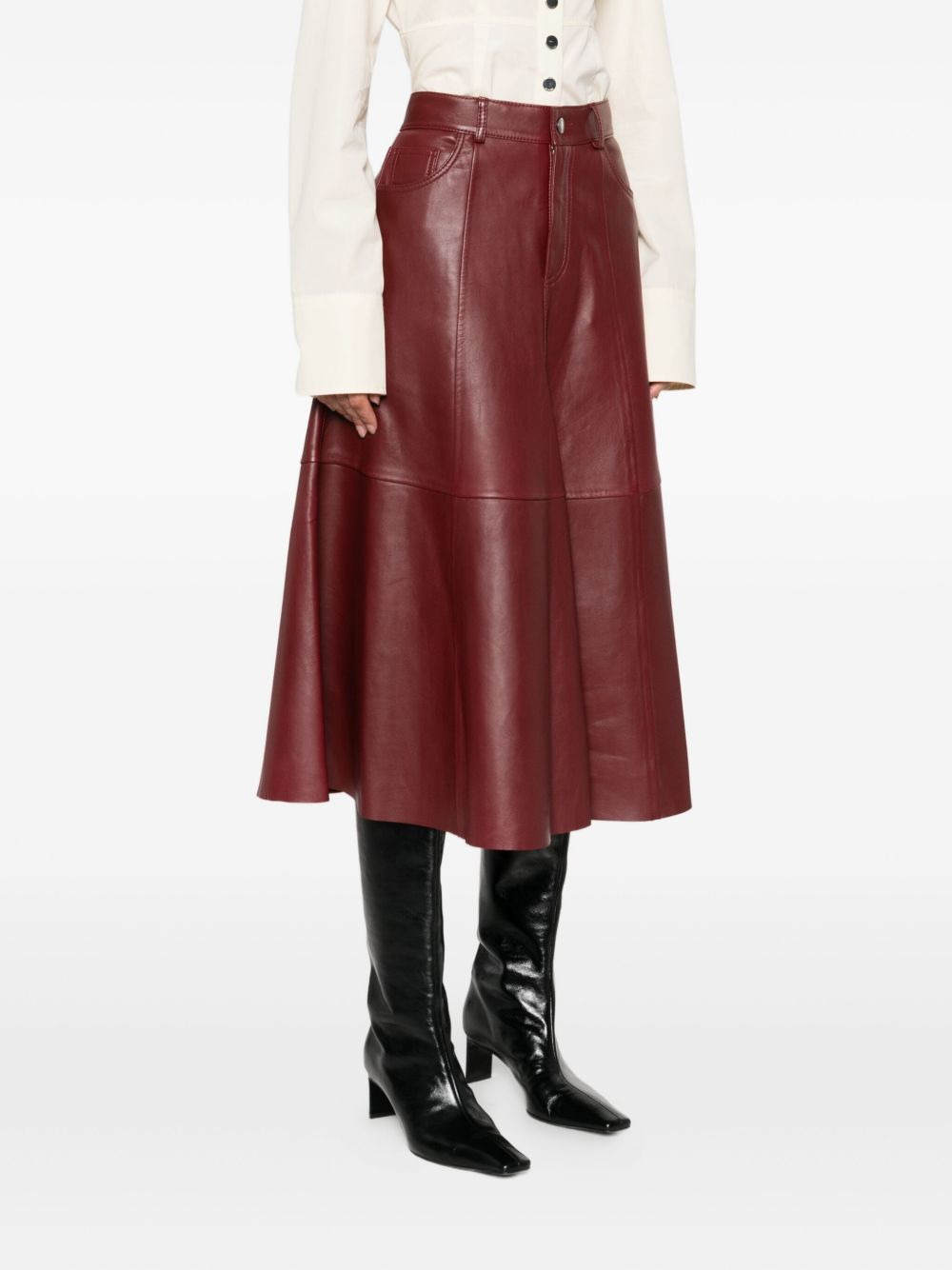 A-line leather skirt - 3