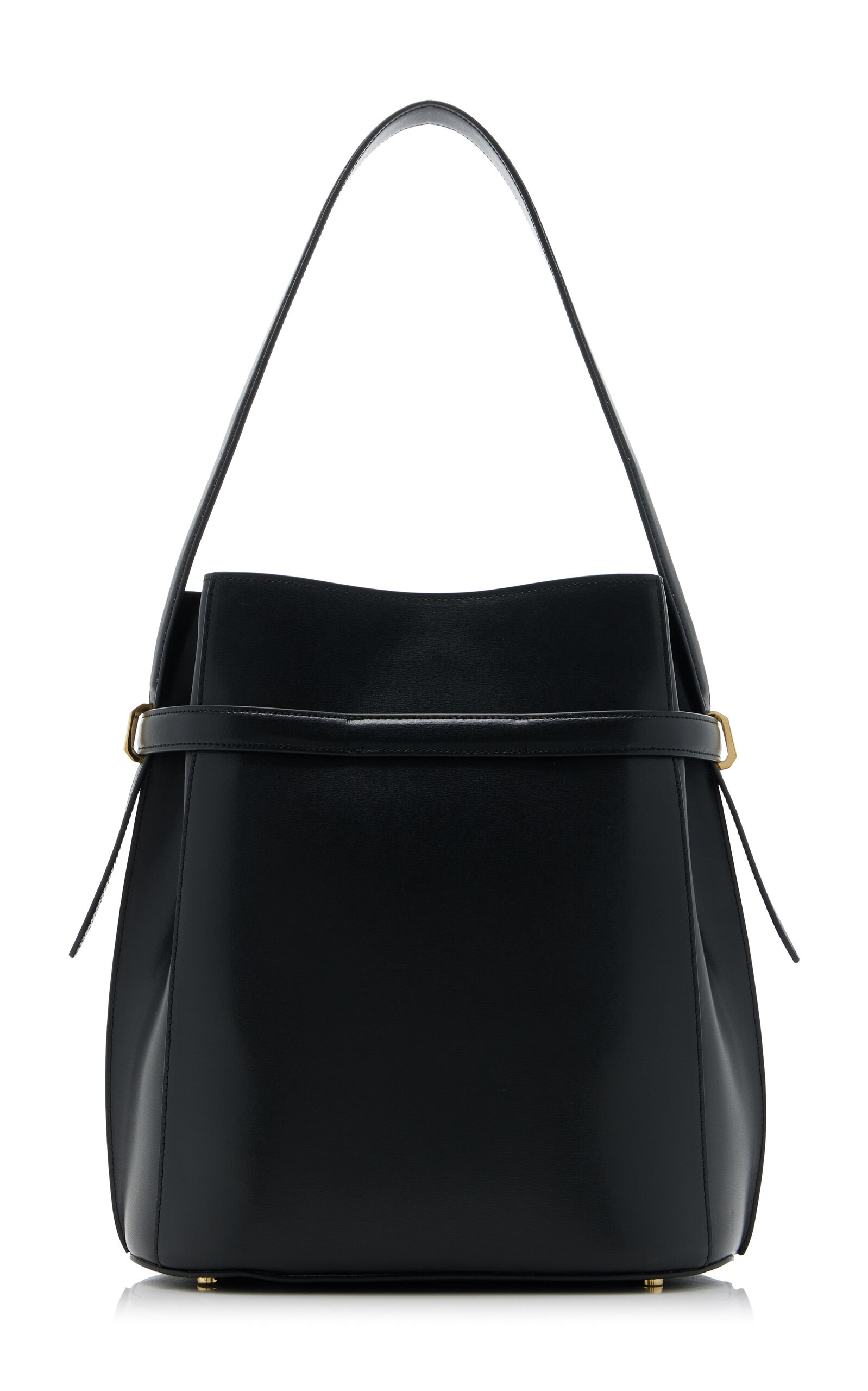 Belted Leather Bucket Bag black - 5