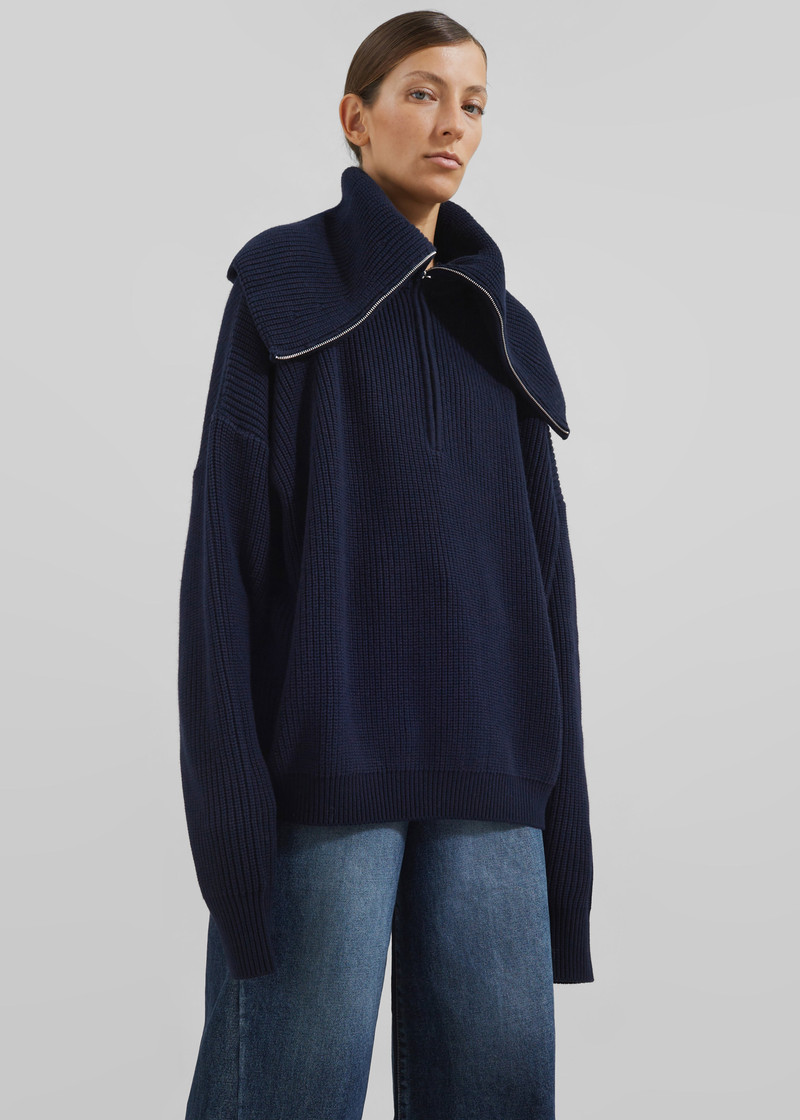 Hazel Oversized Wool Jumper - Dark Navy 1