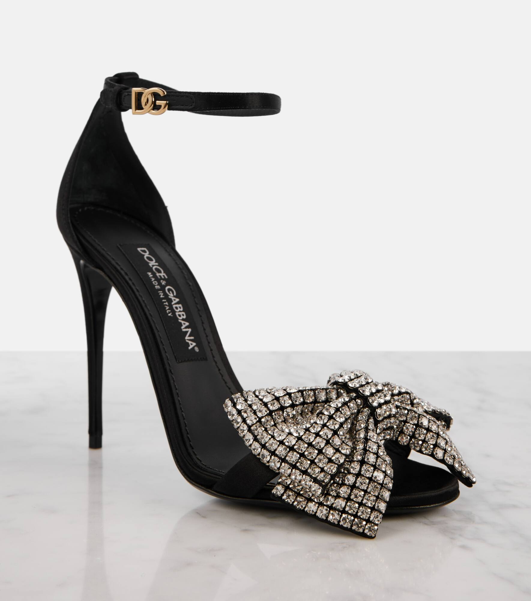 Bow Tie crystal-embellished satin sandals - 5