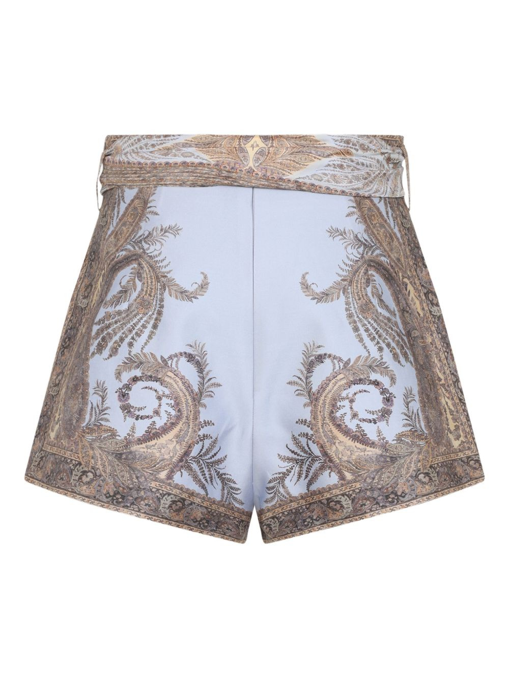 paisley-print belted shorts - 2