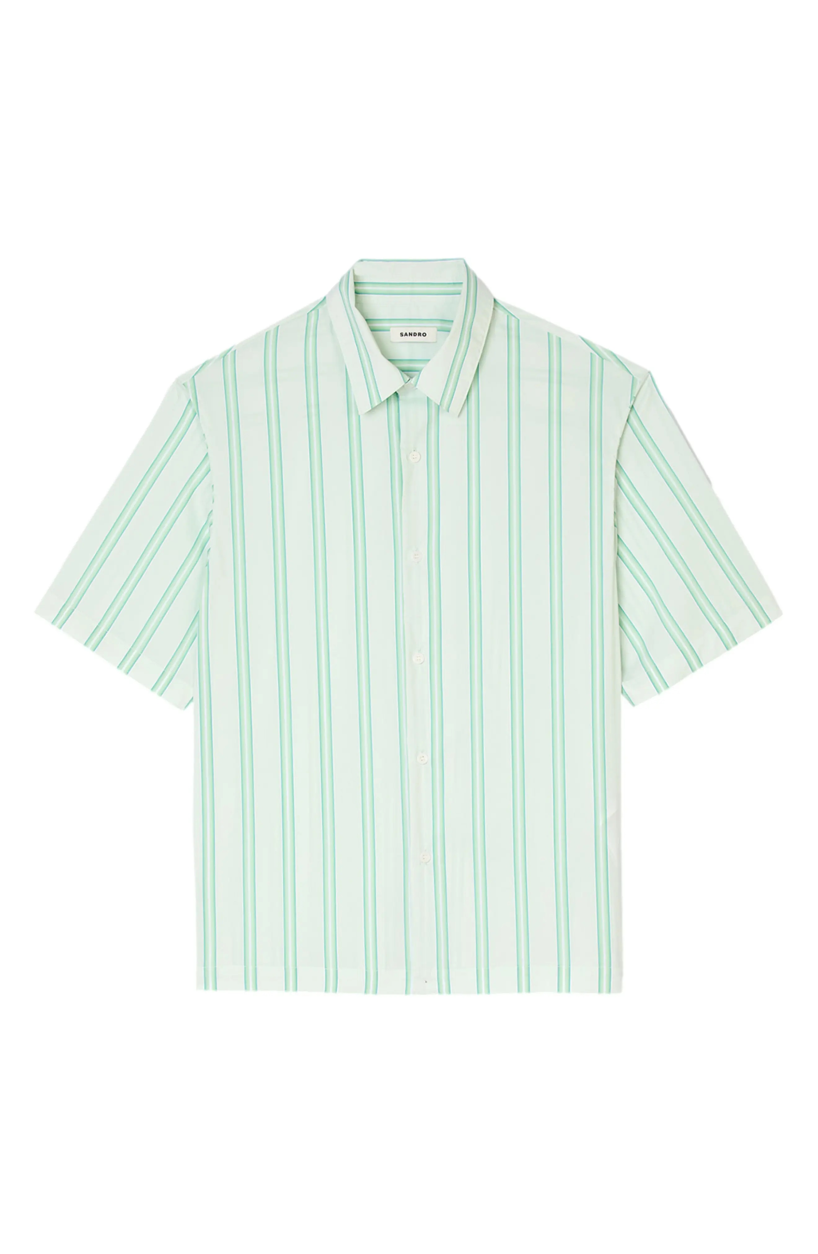 Stripe Short Sleeve Button-Up Shirt - 4