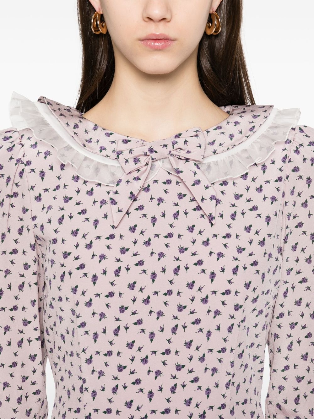 rose-print mini dress - 5