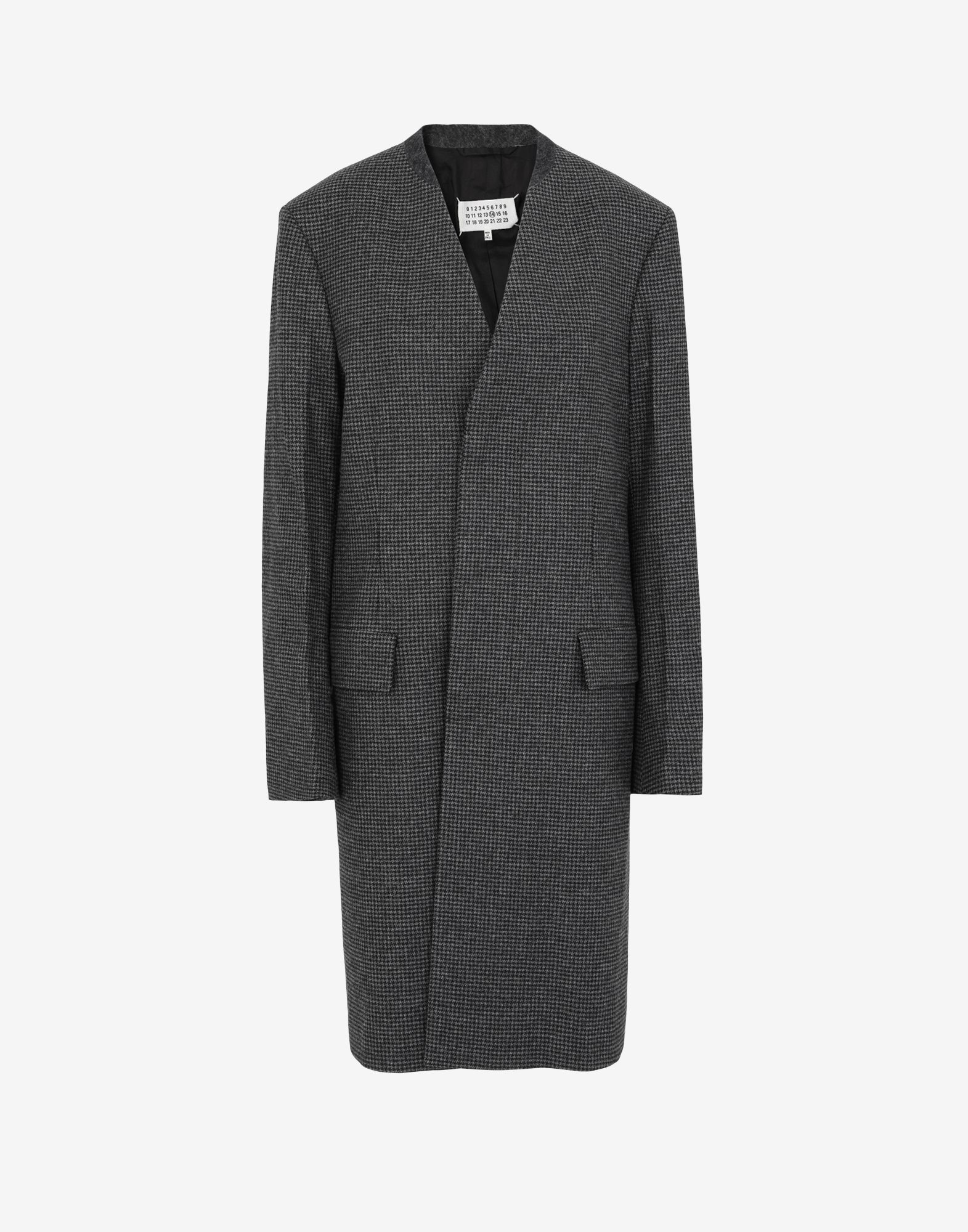 Collarless wool coat - 1