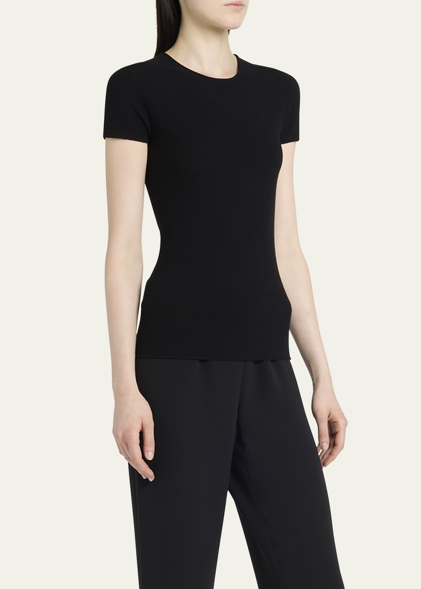 Scoop-Neck Short-Sleeve Tee, Black - 4