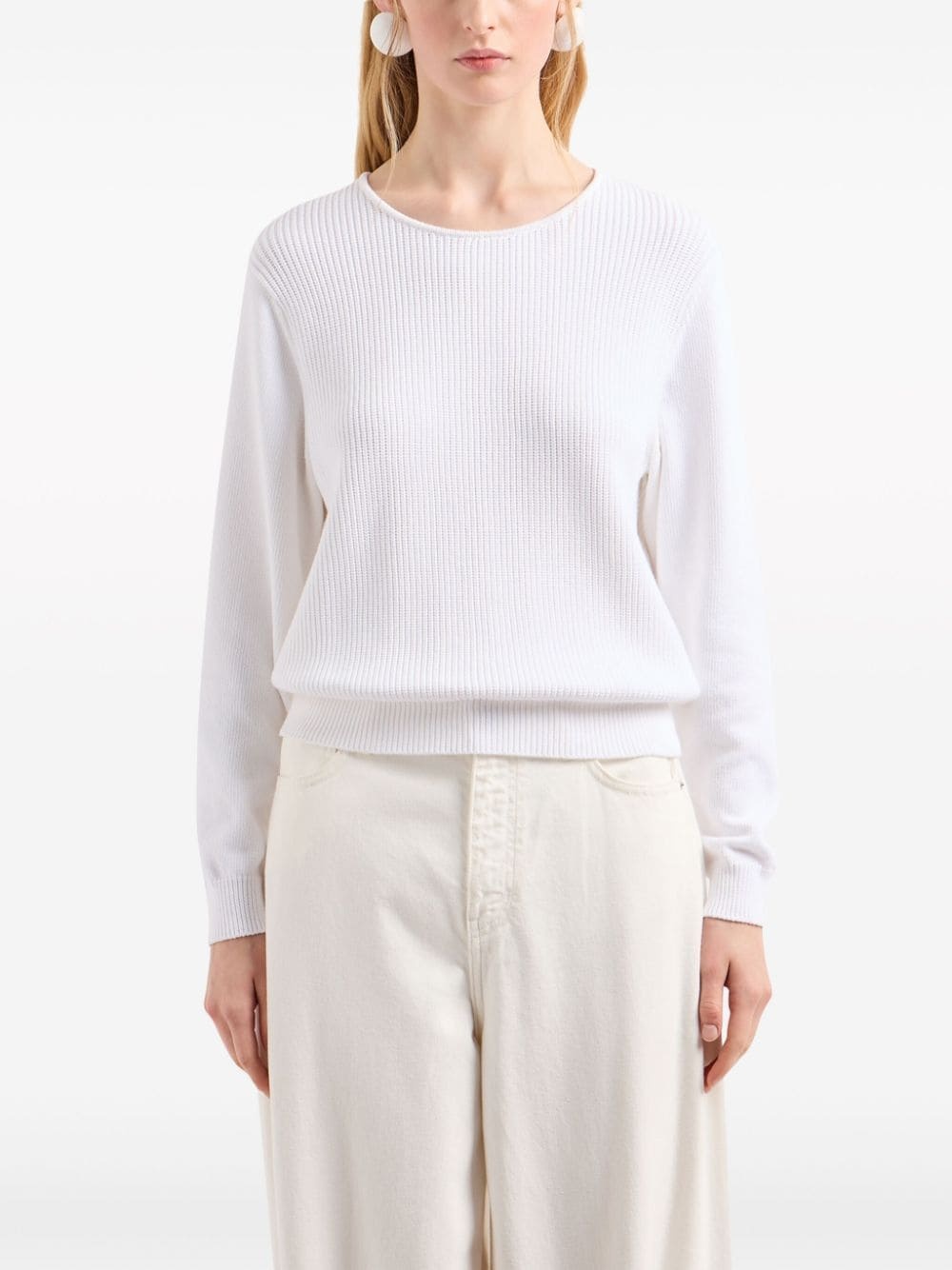 cut-out ribbed-knit jumper - 2