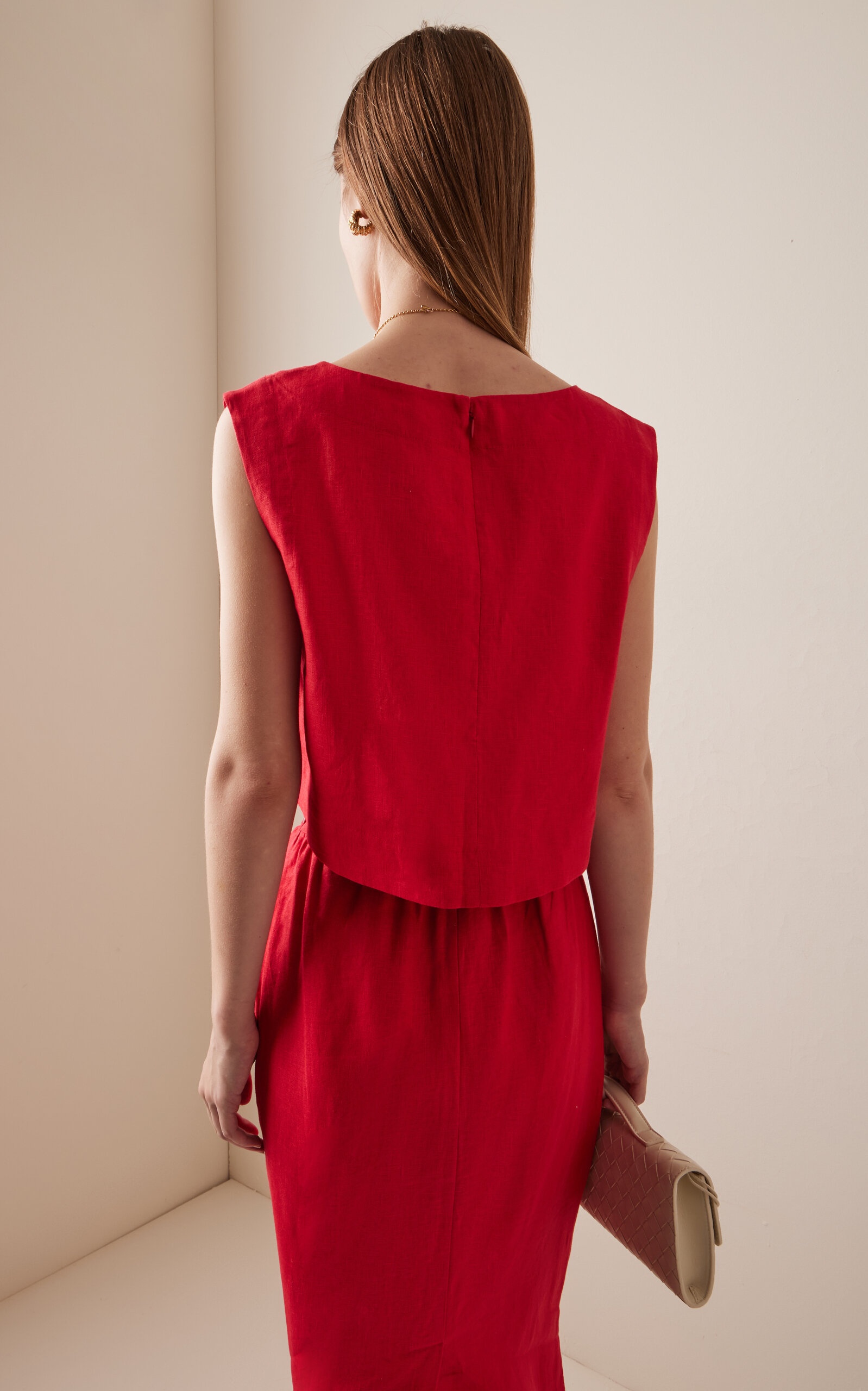 Martina Cropped Linen Top red - 4