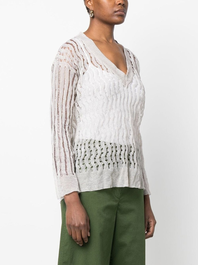 open-knit V-neck jumper 3