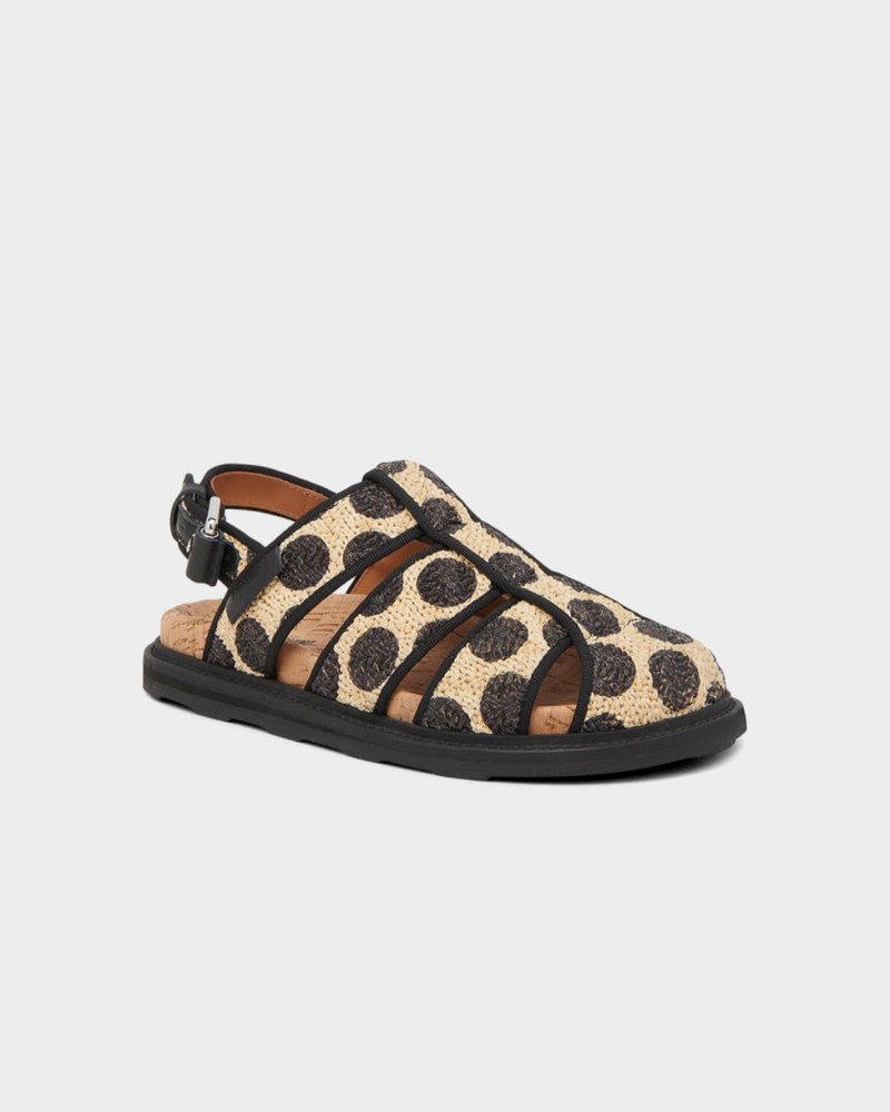 Polka Dot Raffia Fisherman Sandals 5
